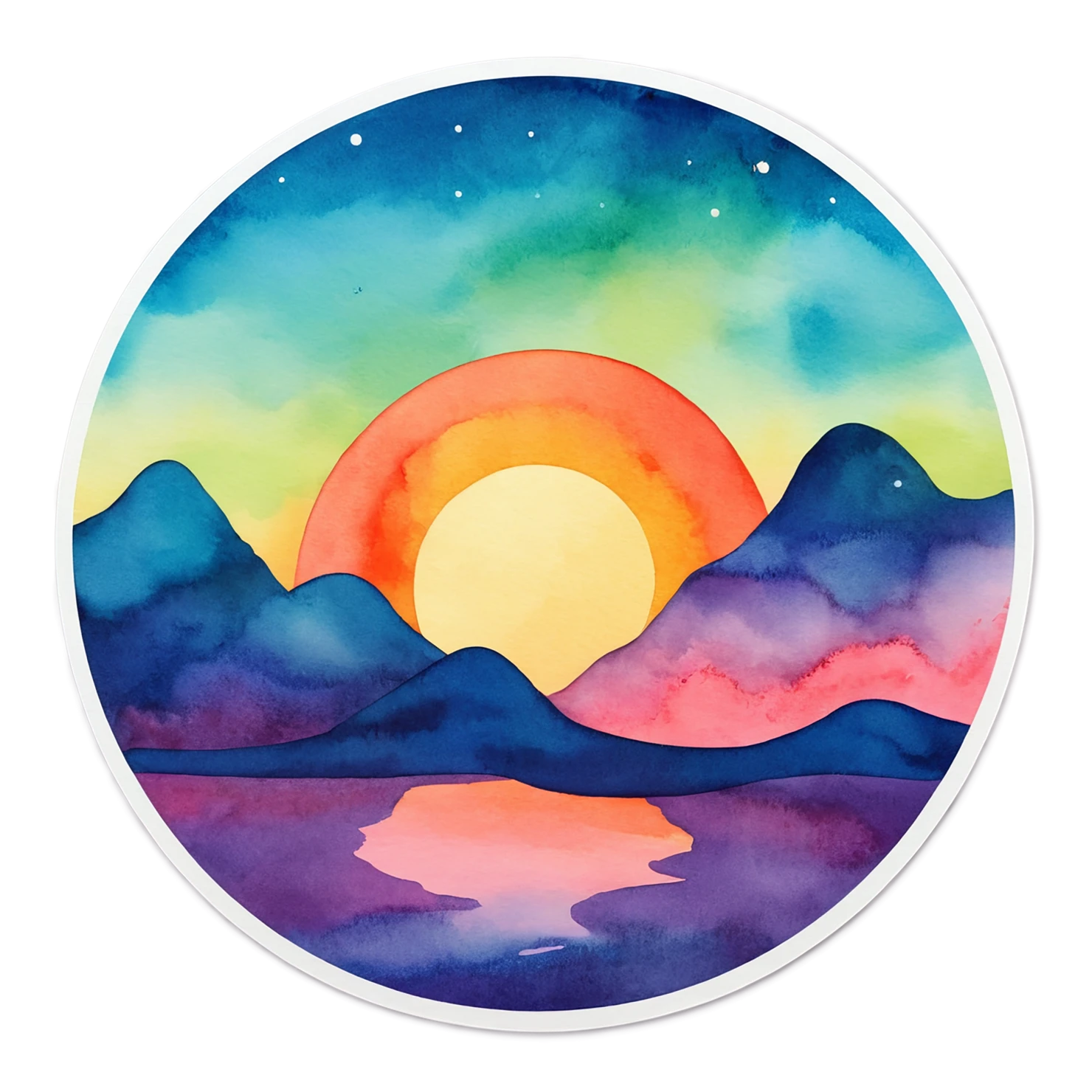 Sunset watercolor sticker isolated on transparent background #22500