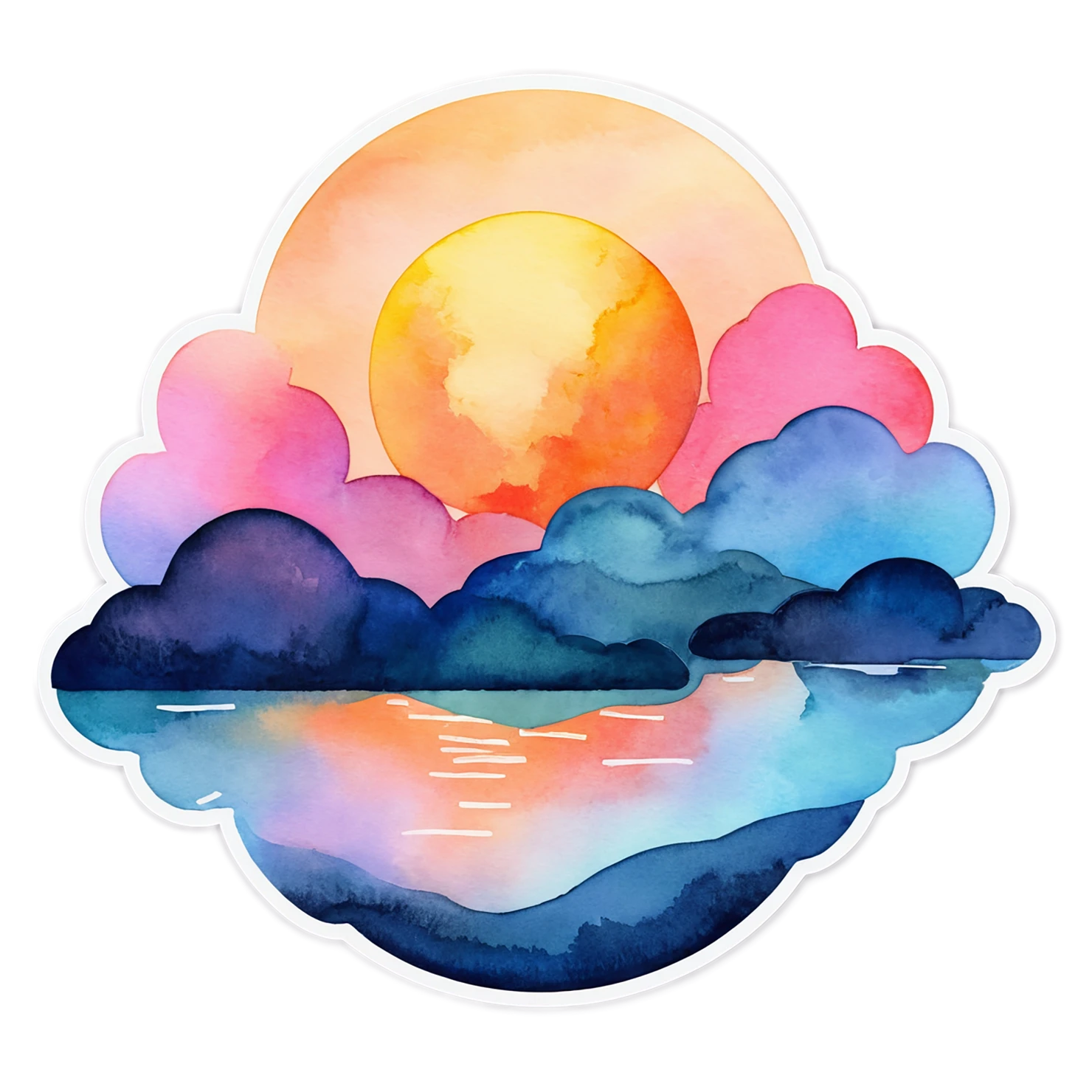 Sunset watercolor sticker isolated on transparent background #22501
