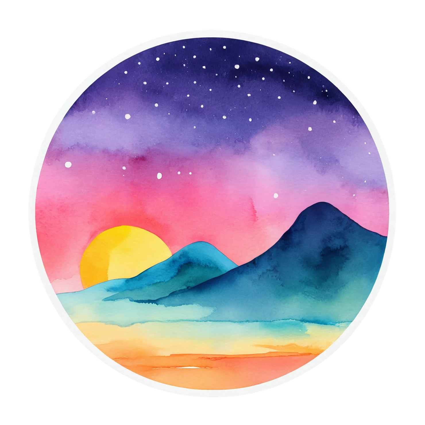 Sunset watercolor sticker isolated on transparent background #22502