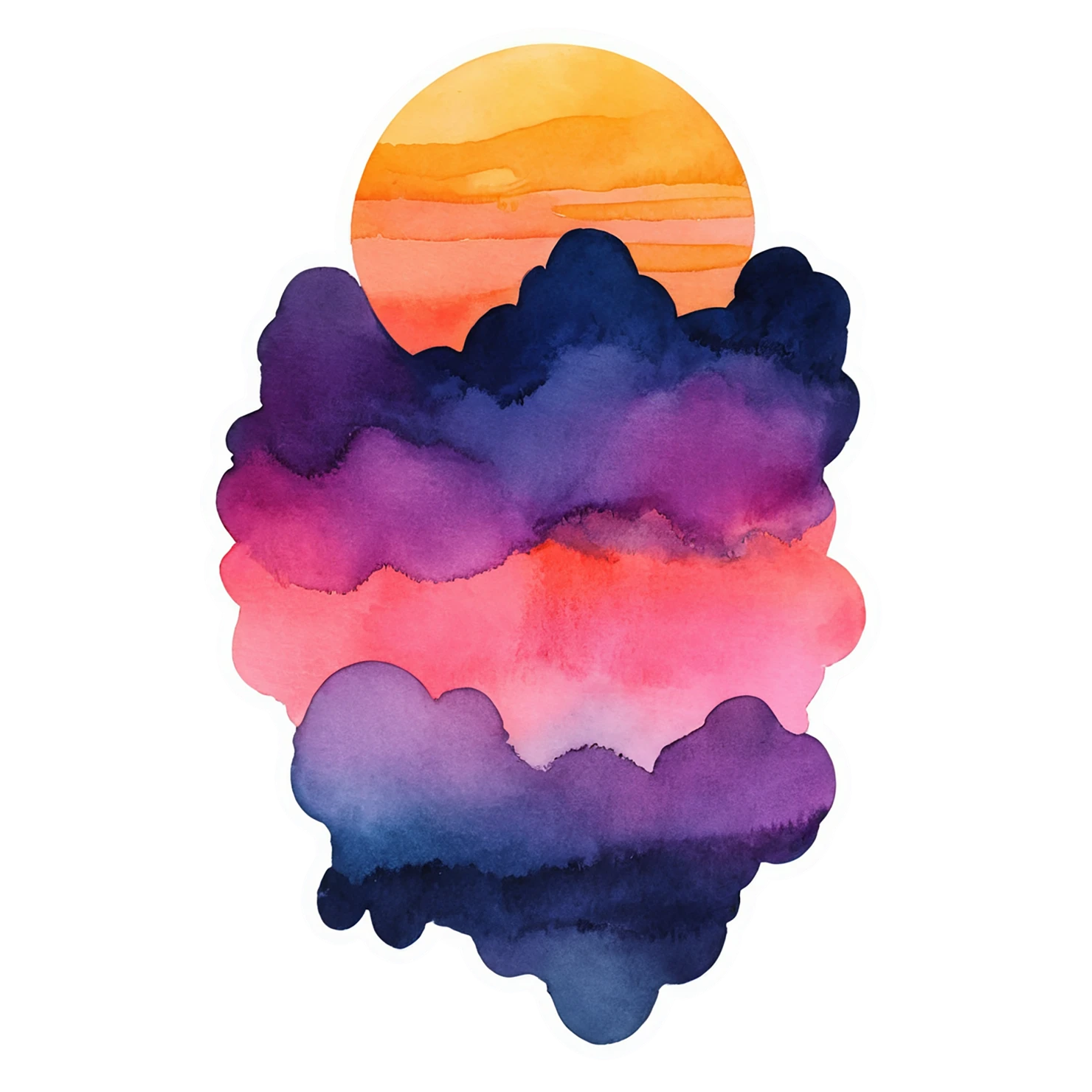 Sunset watercolor sticker isolated on transparent background #22503