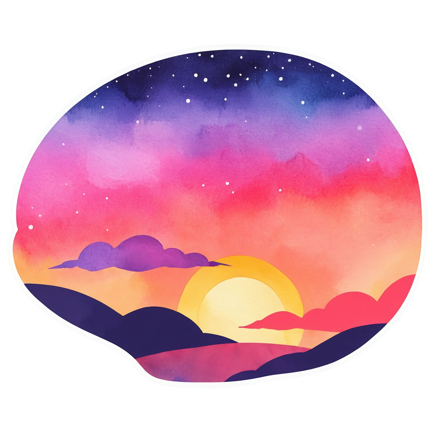Sunset watercolor sticker isolated on transparent background #22505