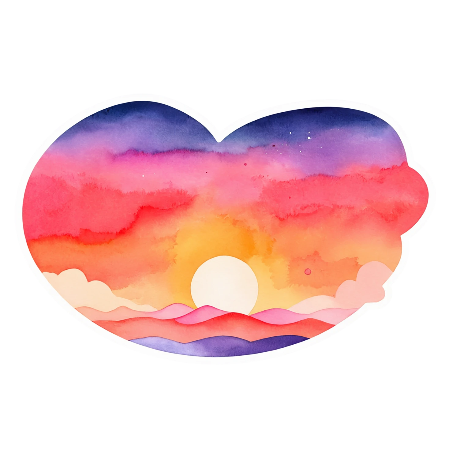 Sunset watercolor sticker isolated on transparent background #22506