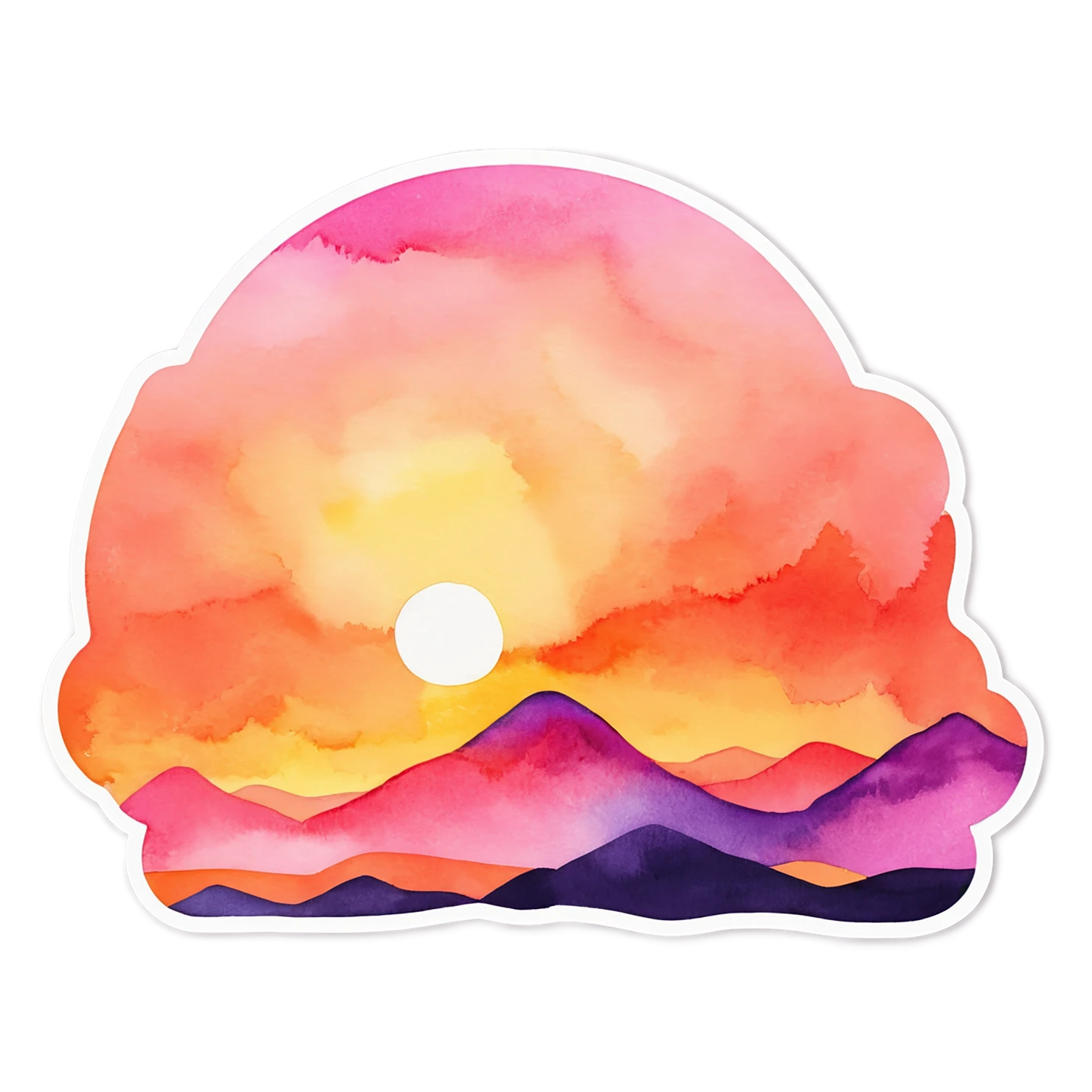 Sunset watercolor sticker isolated on transparent background #22507