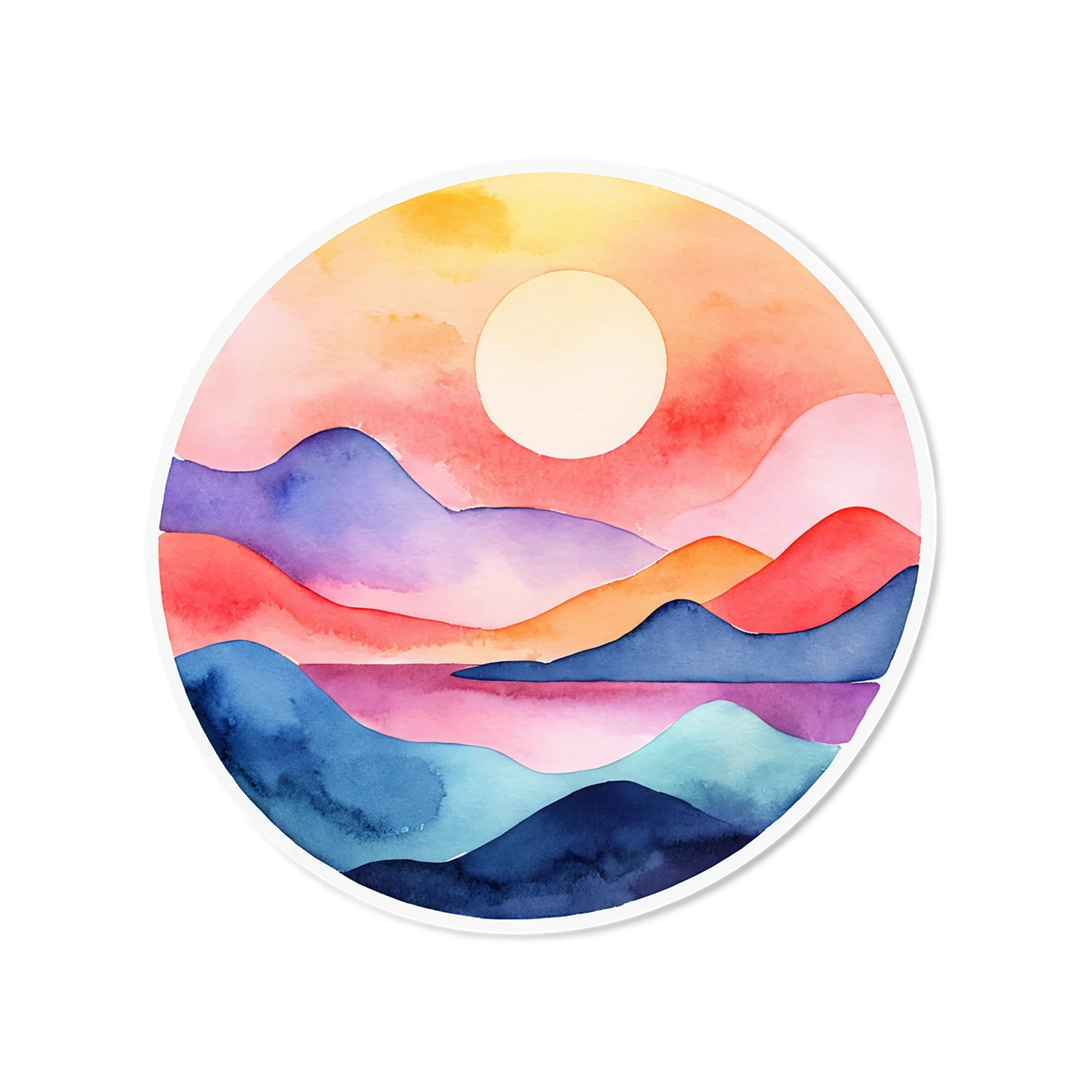 Sunset watercolor sticker isolated on transparent background #22508
