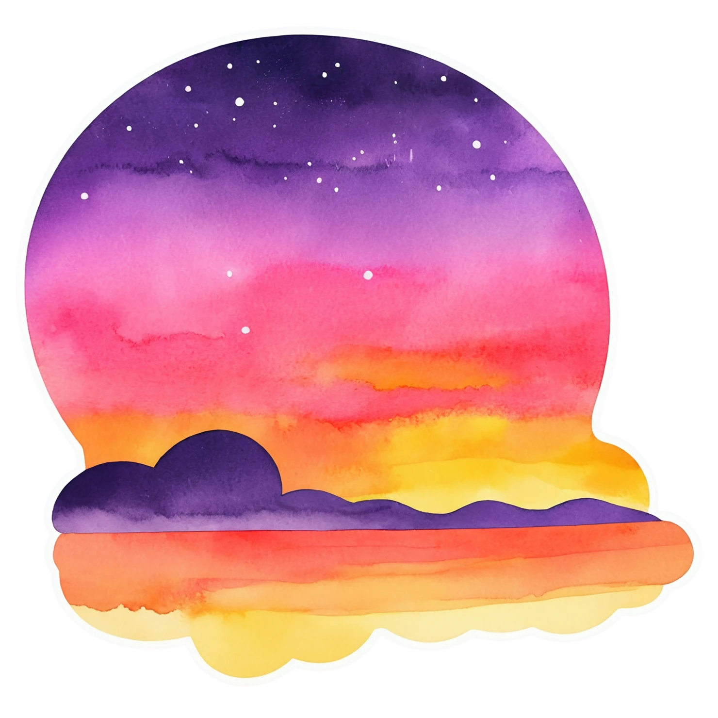 Sunset watercolor sticker isolated on transparent background #22509