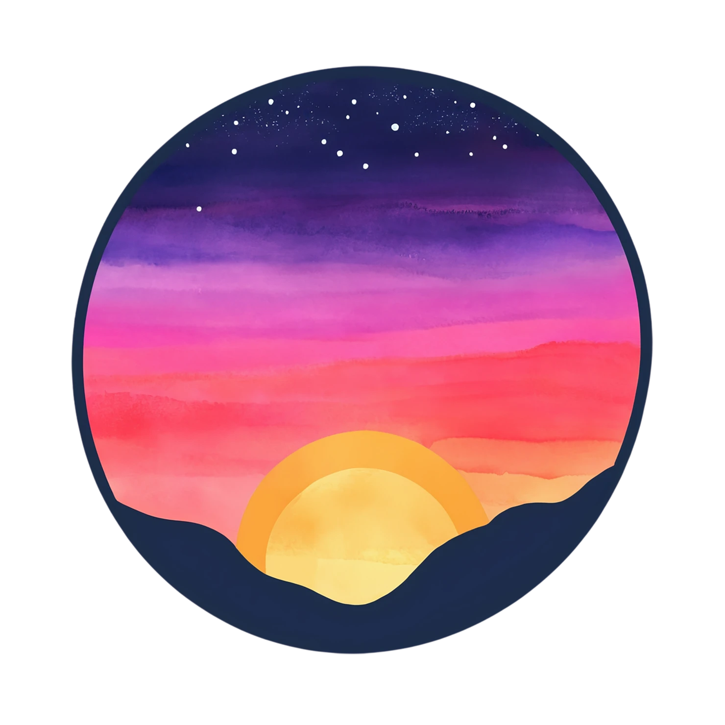 Sunset watercolor sticker isolated on transparent background #22510