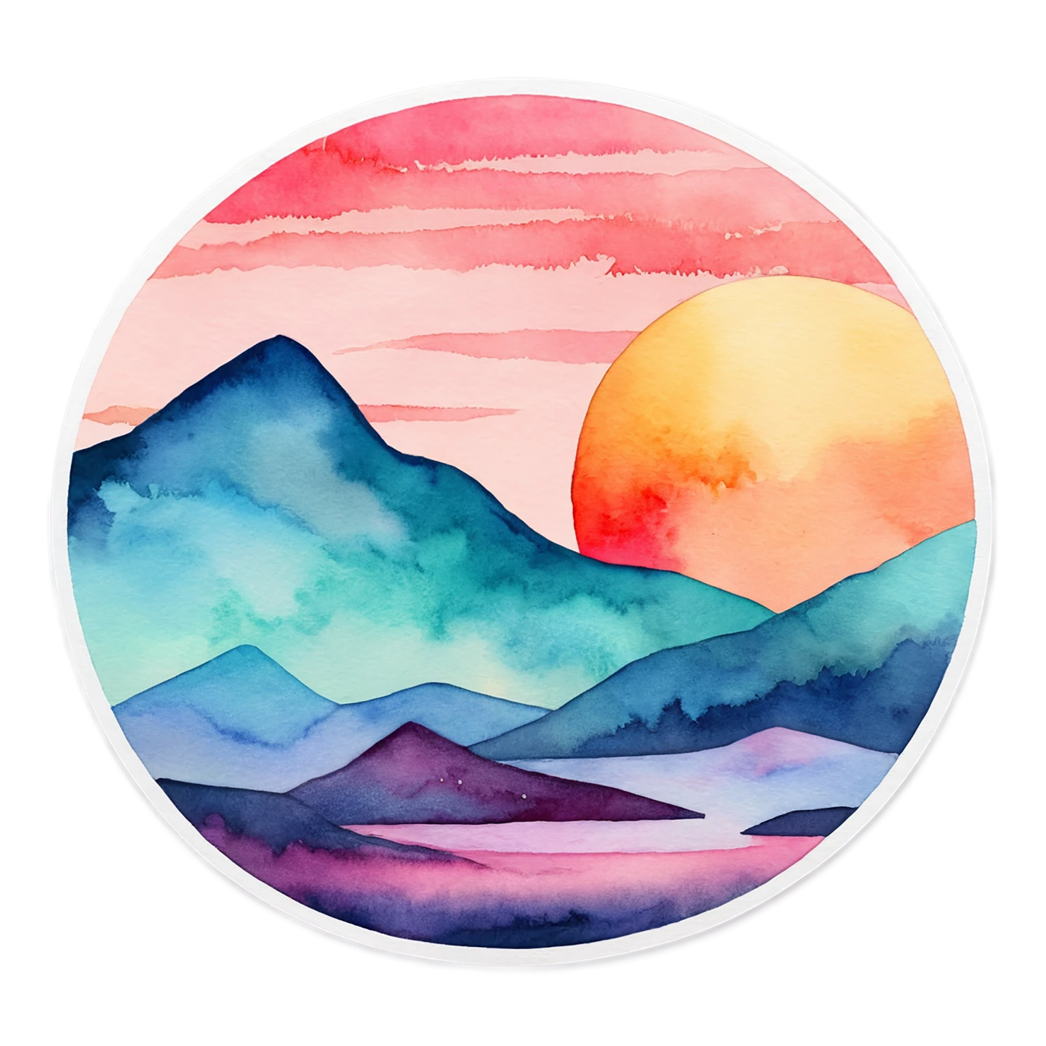 Sunset watercolor sticker isolated on transparent background #22513