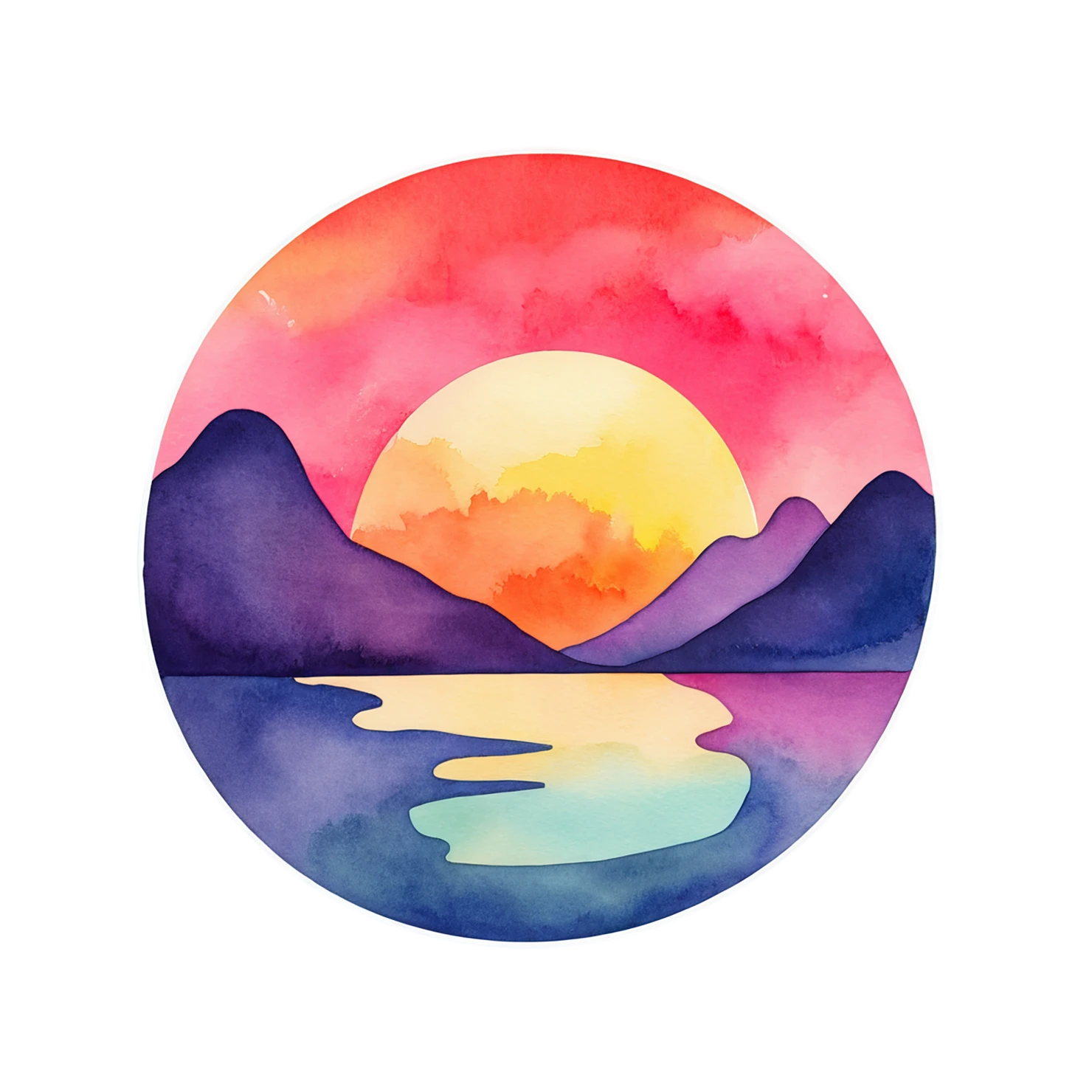 Sunset watercolor sticker isolated on transparent background #22514
