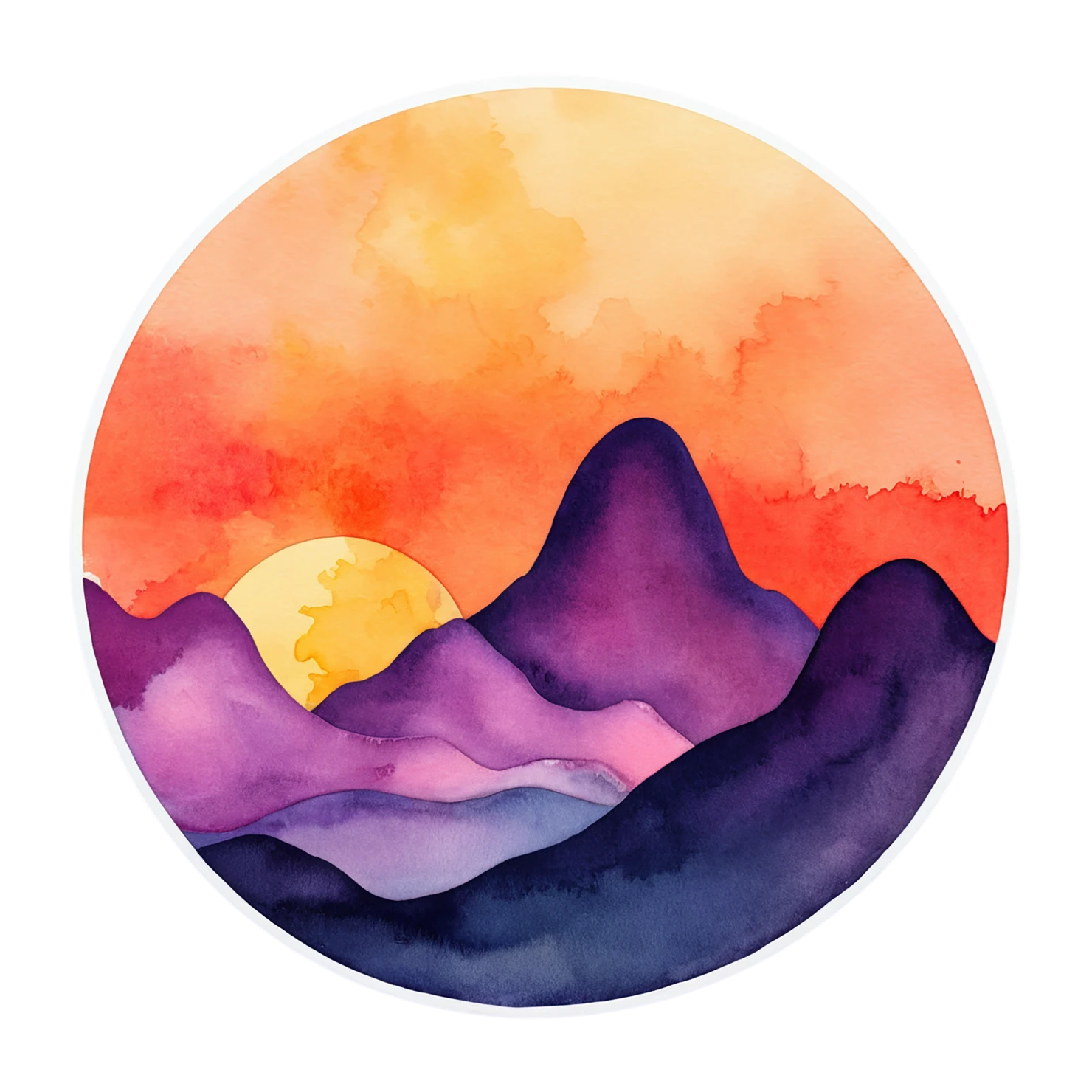 Sunset watercolor sticker isolated on transparent background #22515