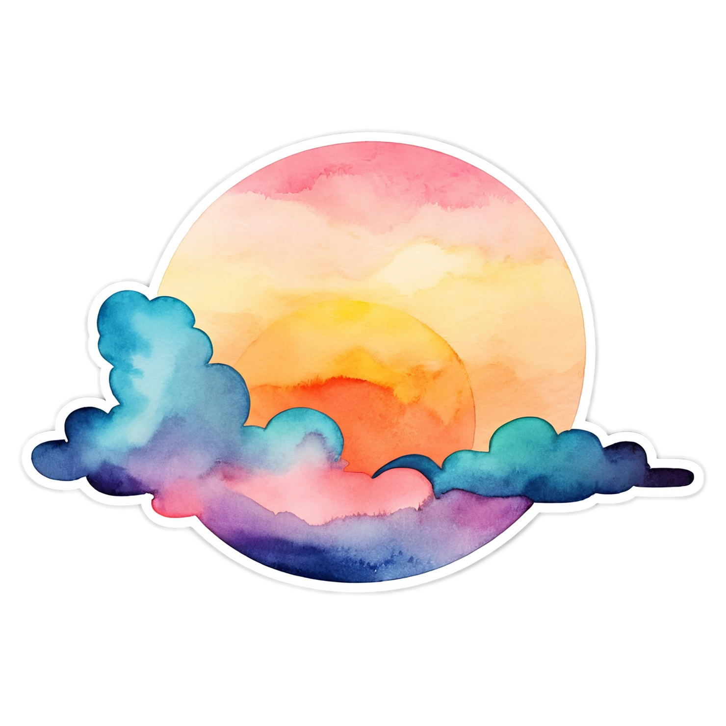 Sunset watercolor sticker isolated on transparent background #22516
