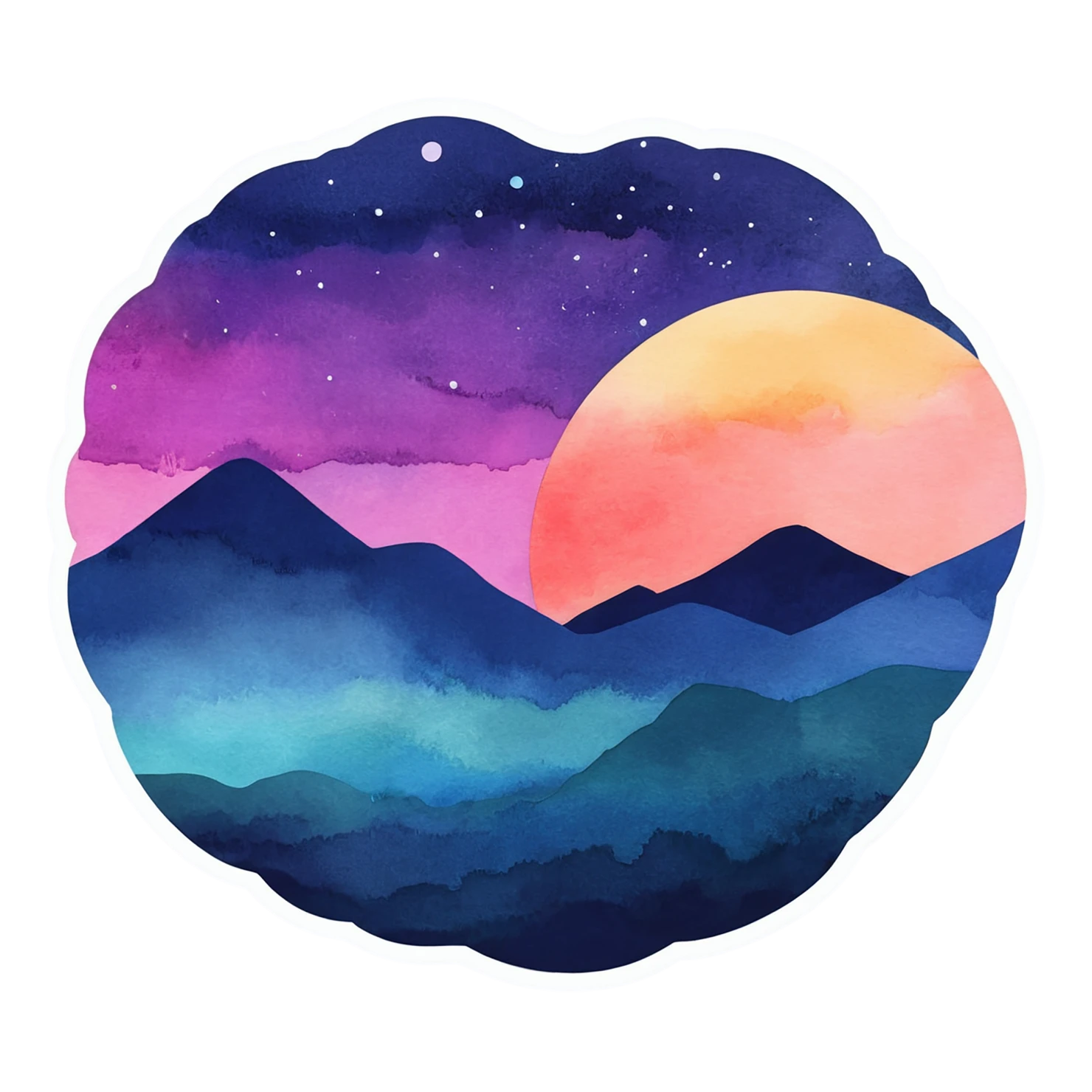 Sunset watercolor sticker isolated on transparent background #22517