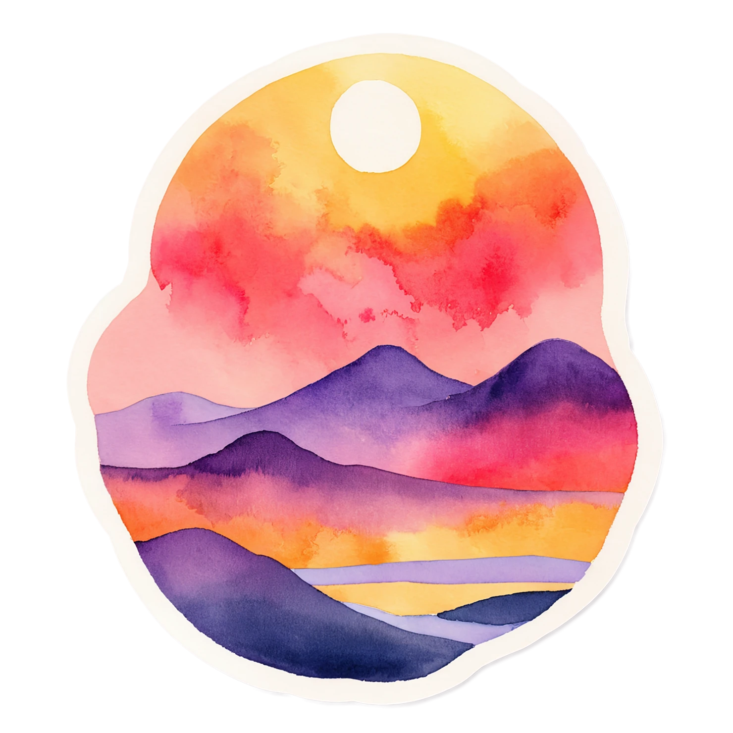 Sunset watercolor sticker isolated on transparent background #22518