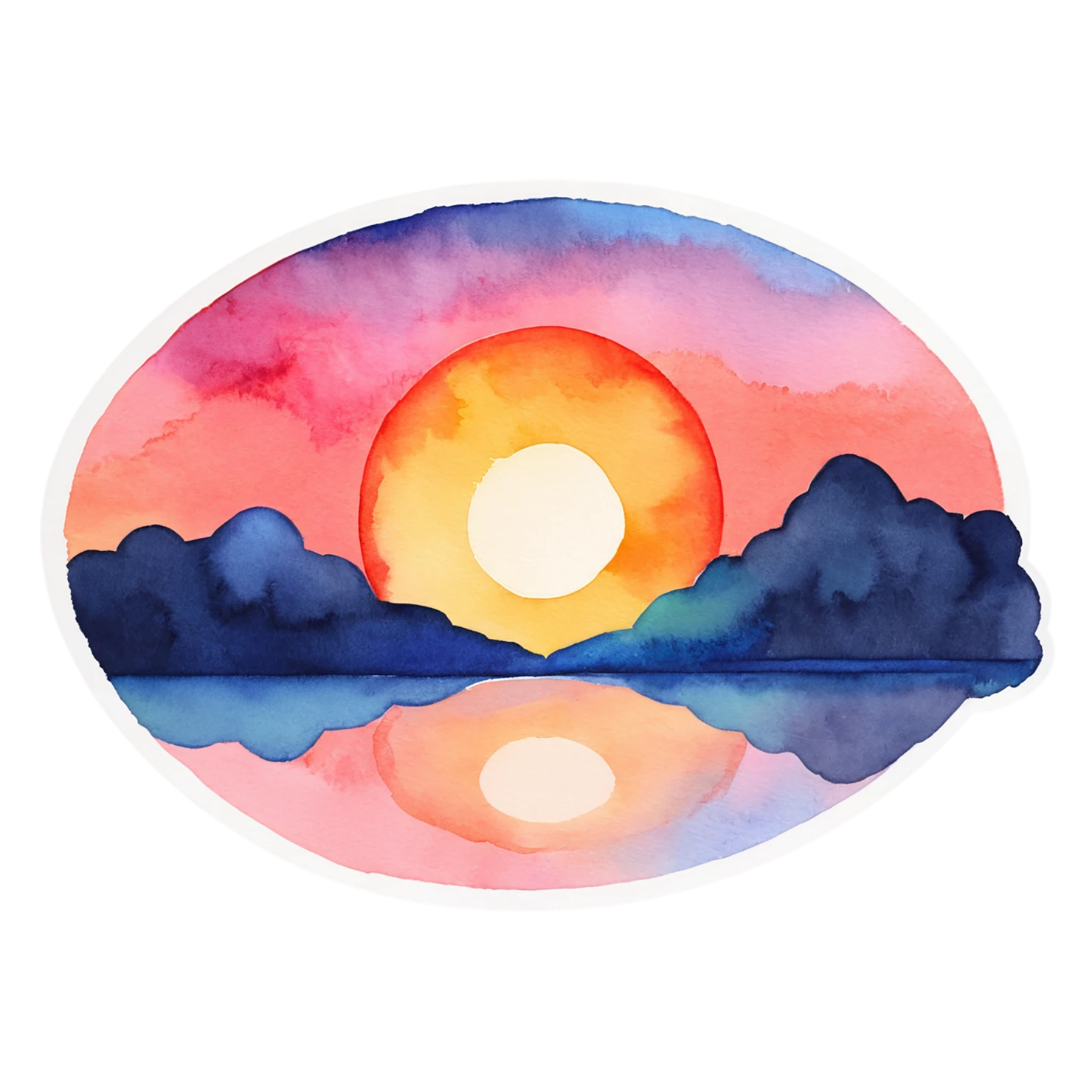Sunset watercolor sticker isolated on transparent background #22519