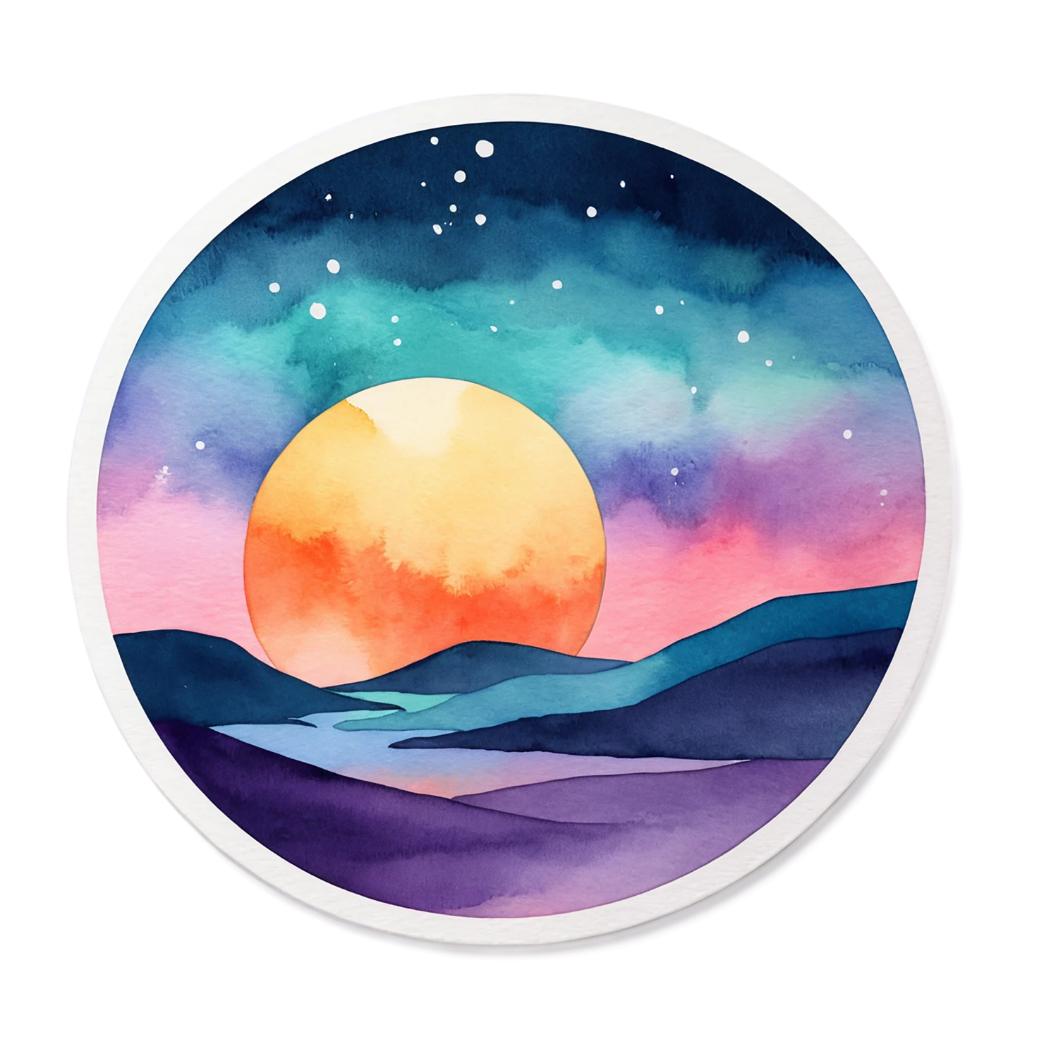 Sunset watercolor sticker isolated on transparent background #22520