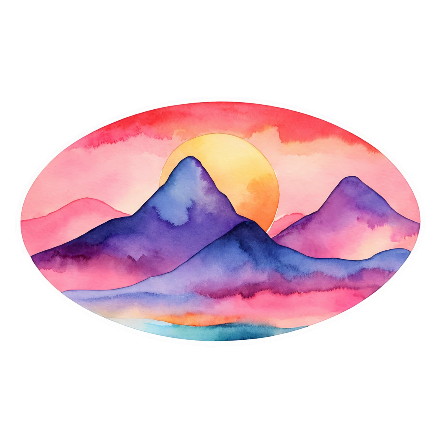 Sunset watercolor sticker isolated on transparent background #22521