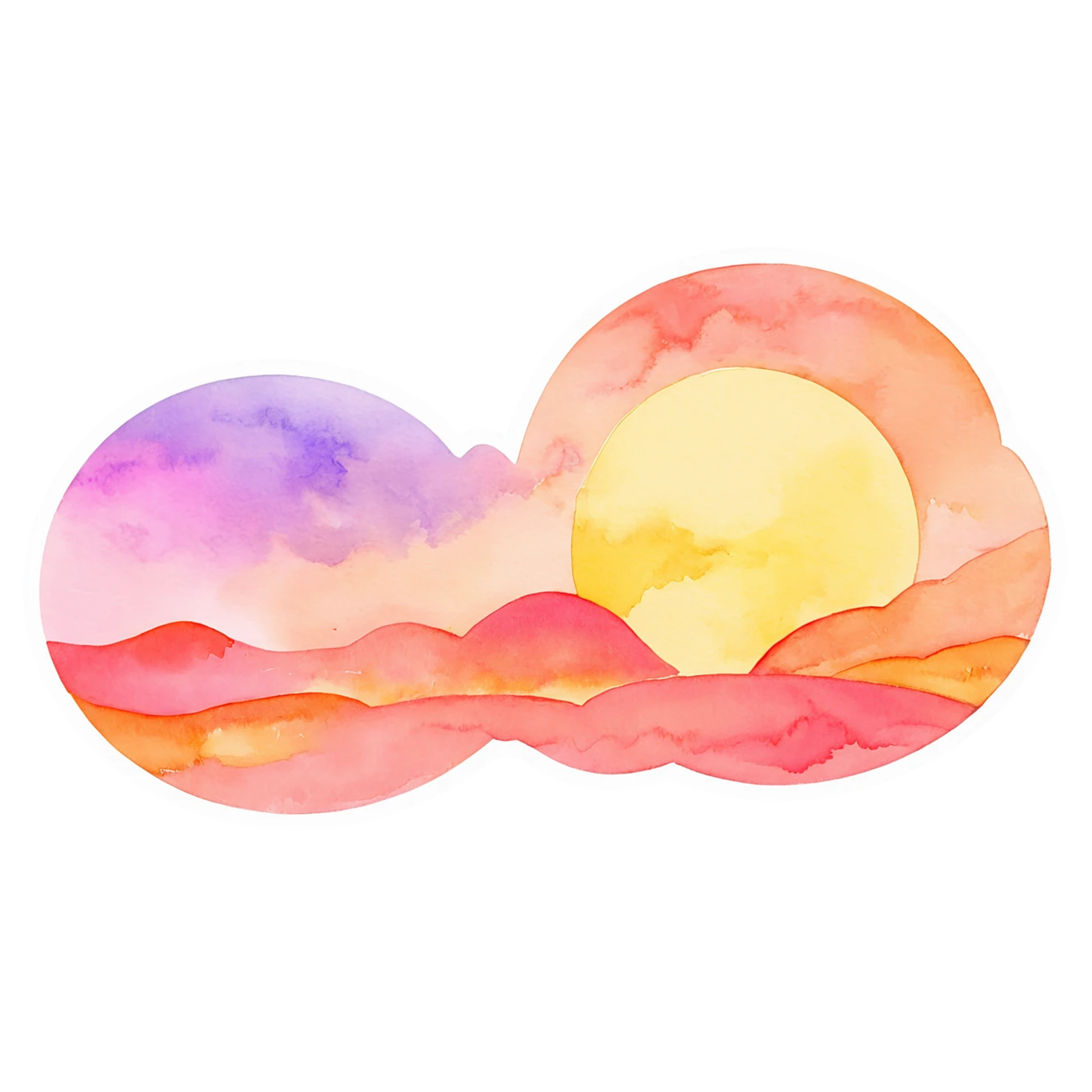 Sunset watercolor sticker isolated on transparent background #22522
