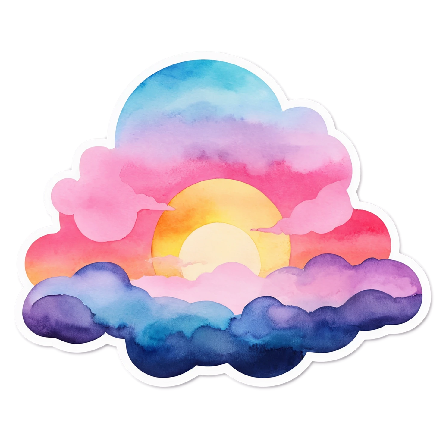 Sunset watercolor sticker isolated on transparent background #22523