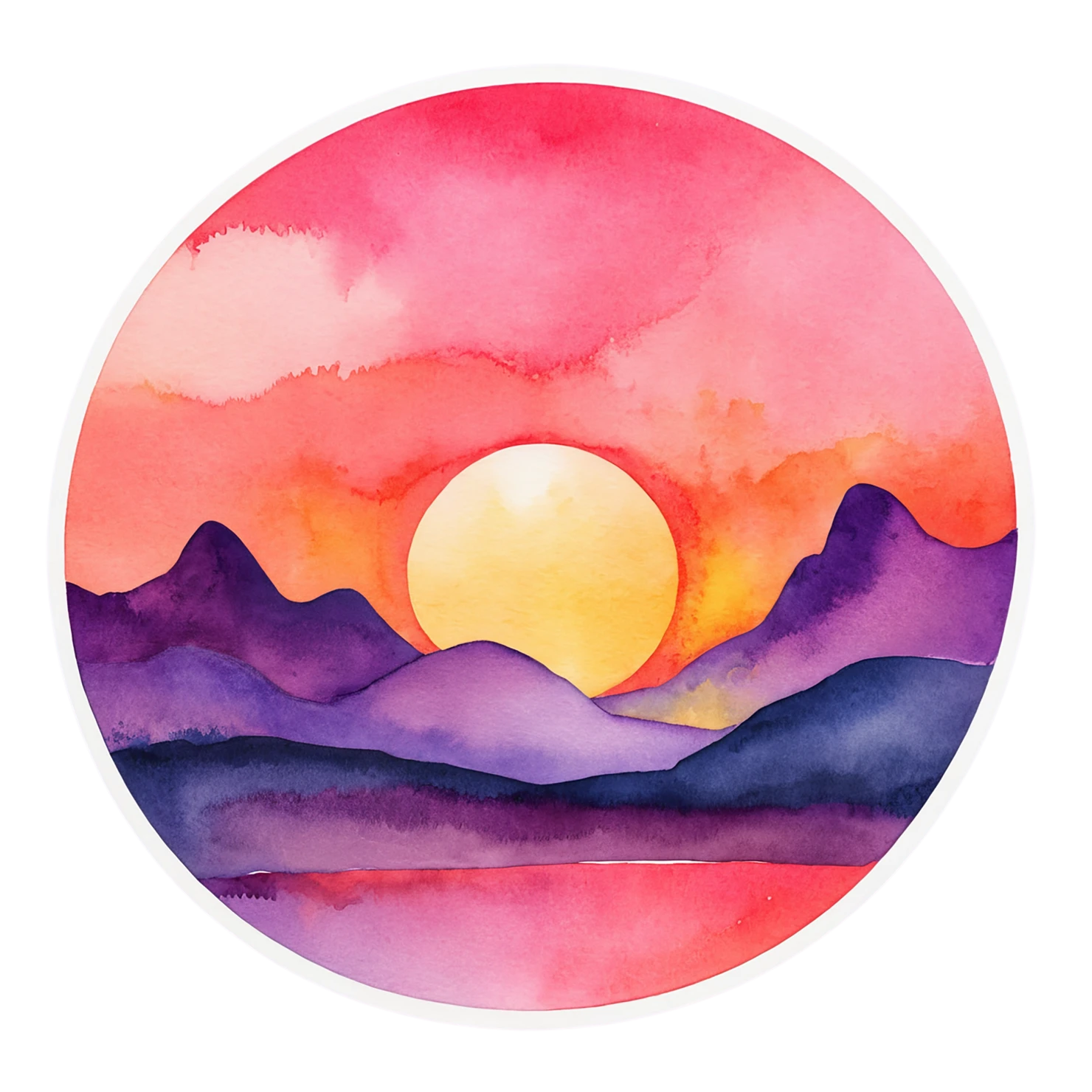 Sunset watercolor sticker isolated on transparent background #22524
