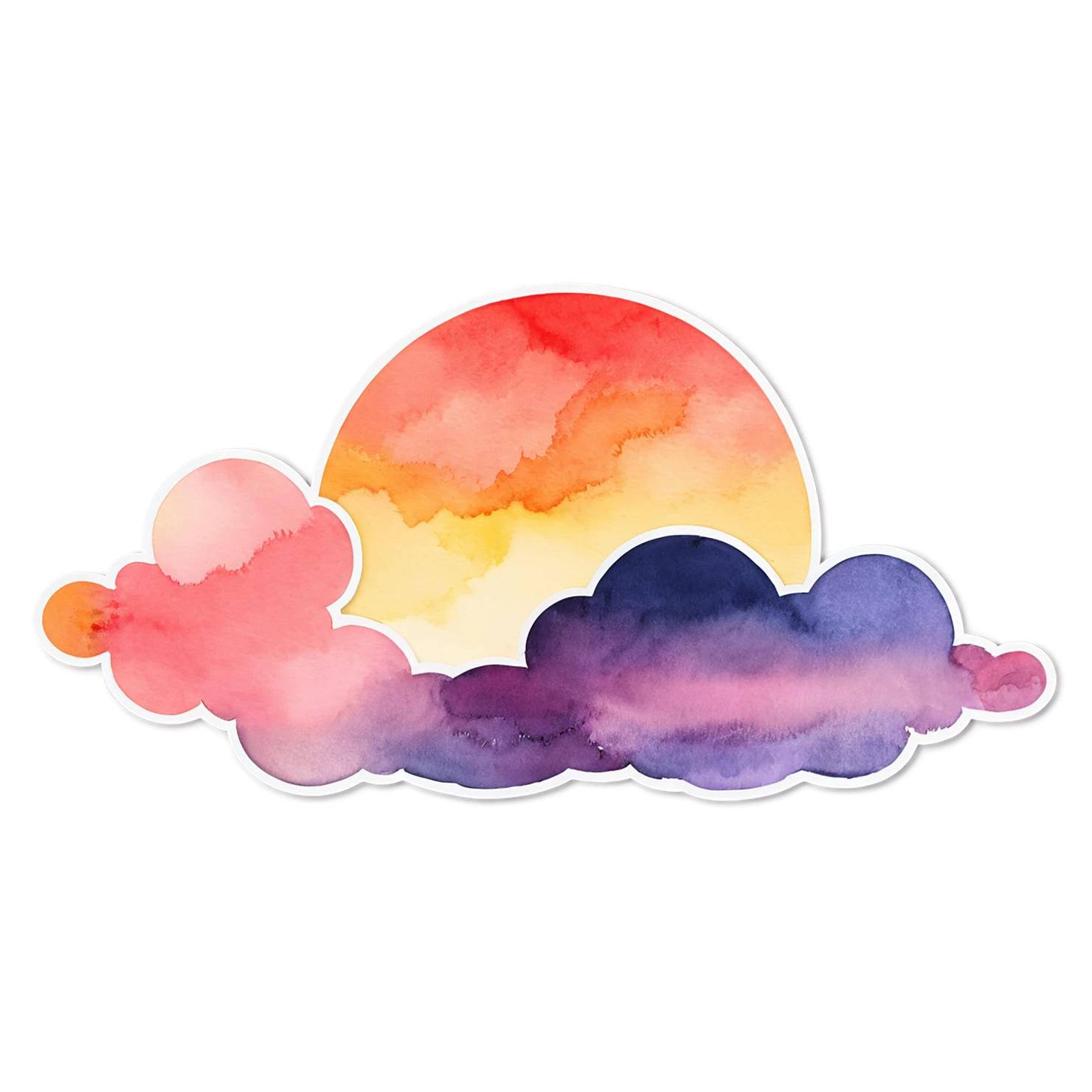 Sunset watercolor sticker isolated on transparent background #22525