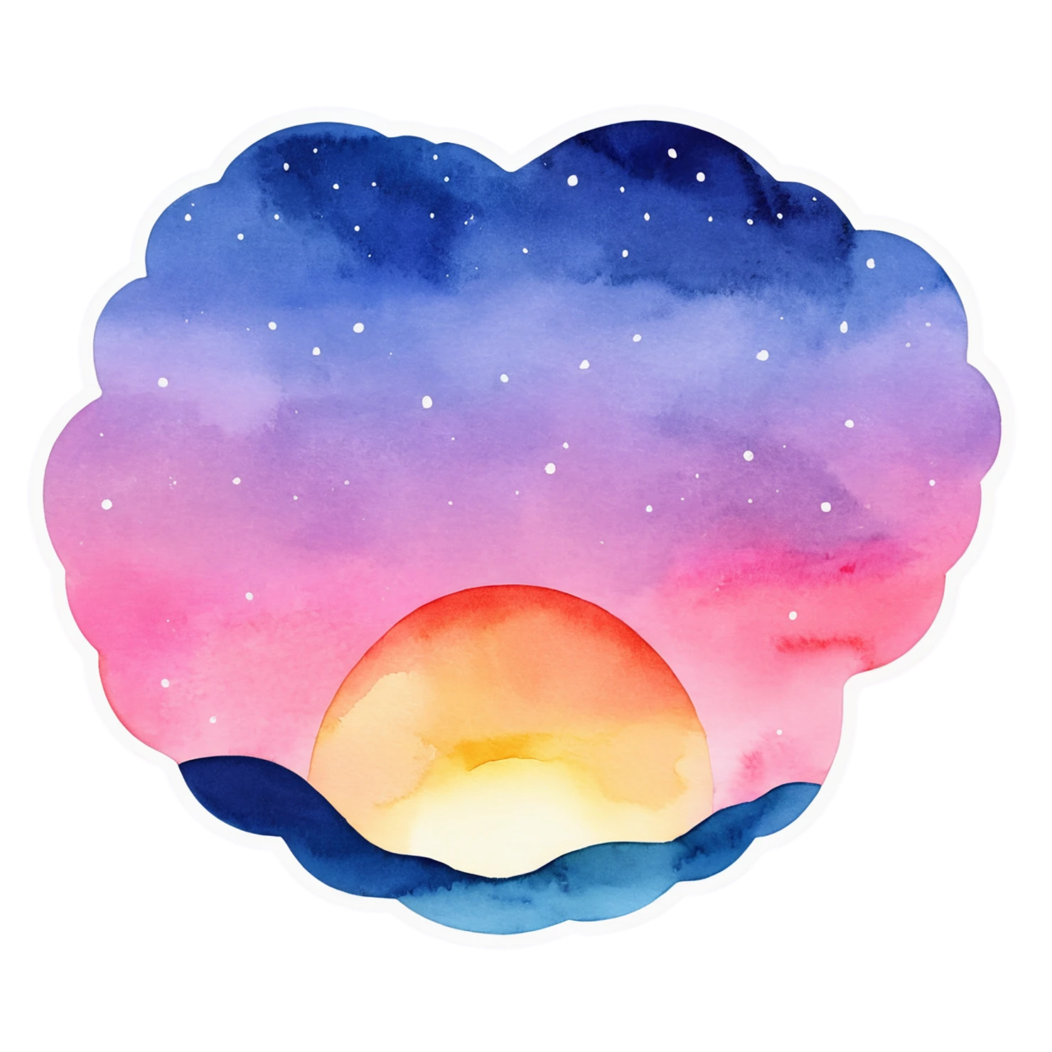 Sunset watercolor sticker isolated on transparent background #22526