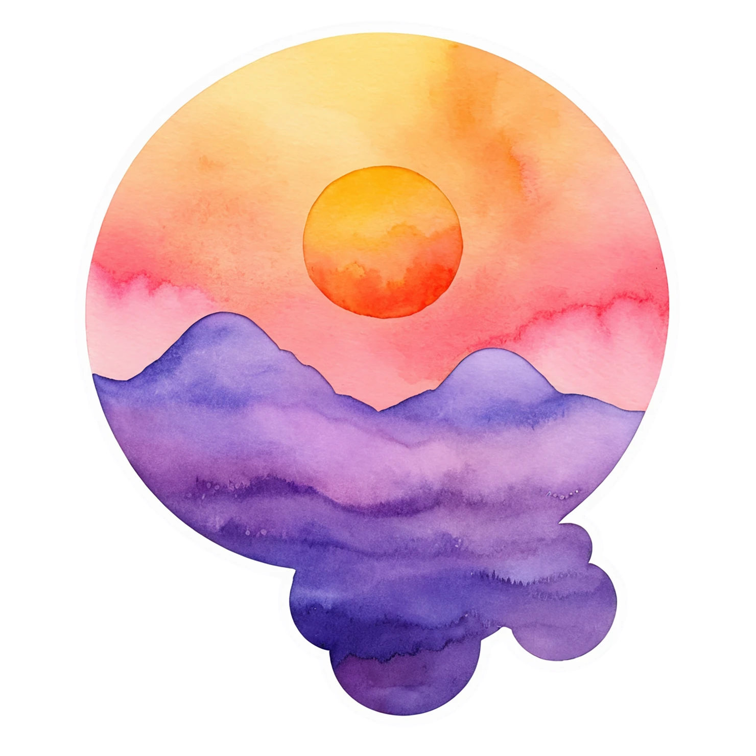 Sunset watercolor sticker isolated on transparent background #22528