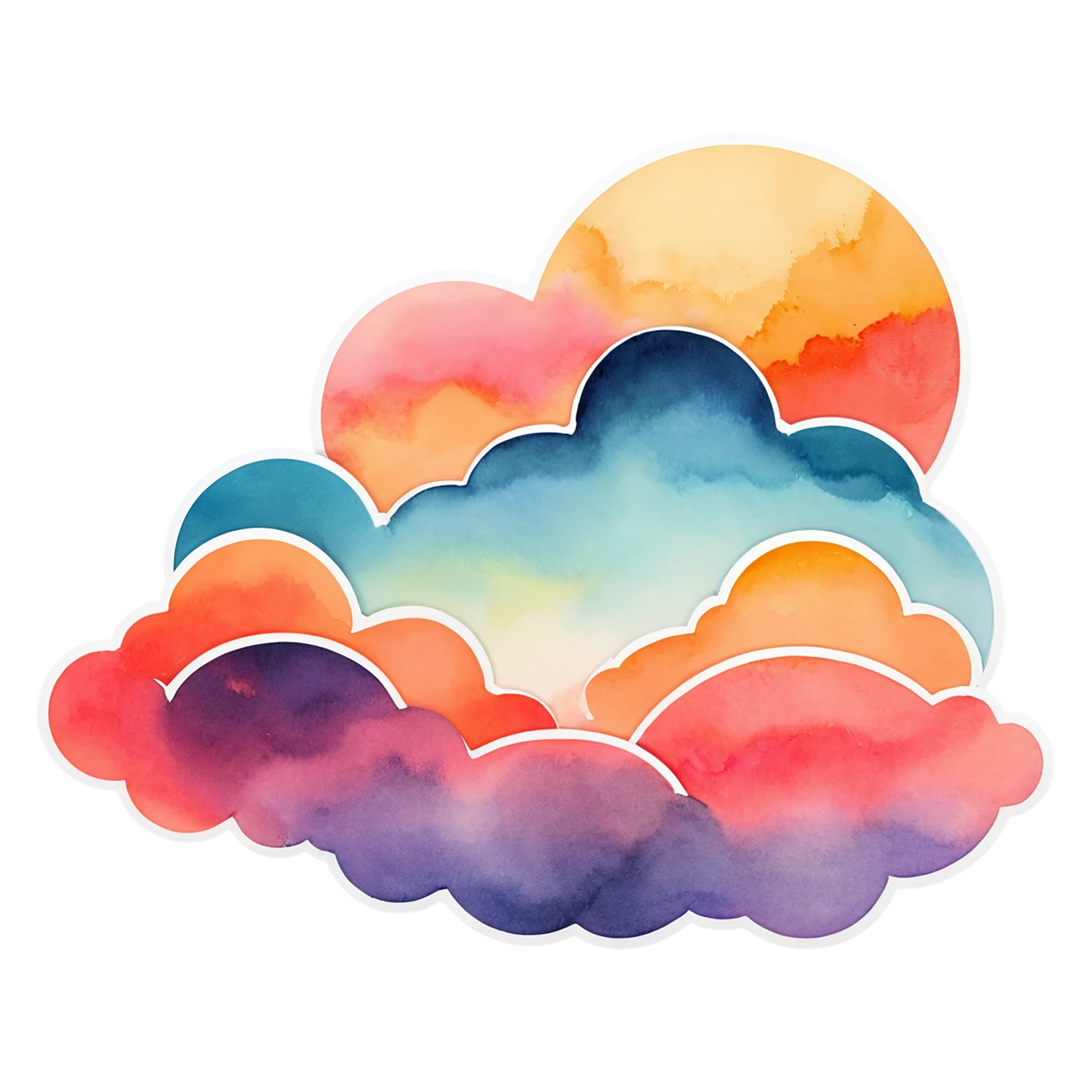 Sunset watercolor sticker isolated on transparent background #22530
