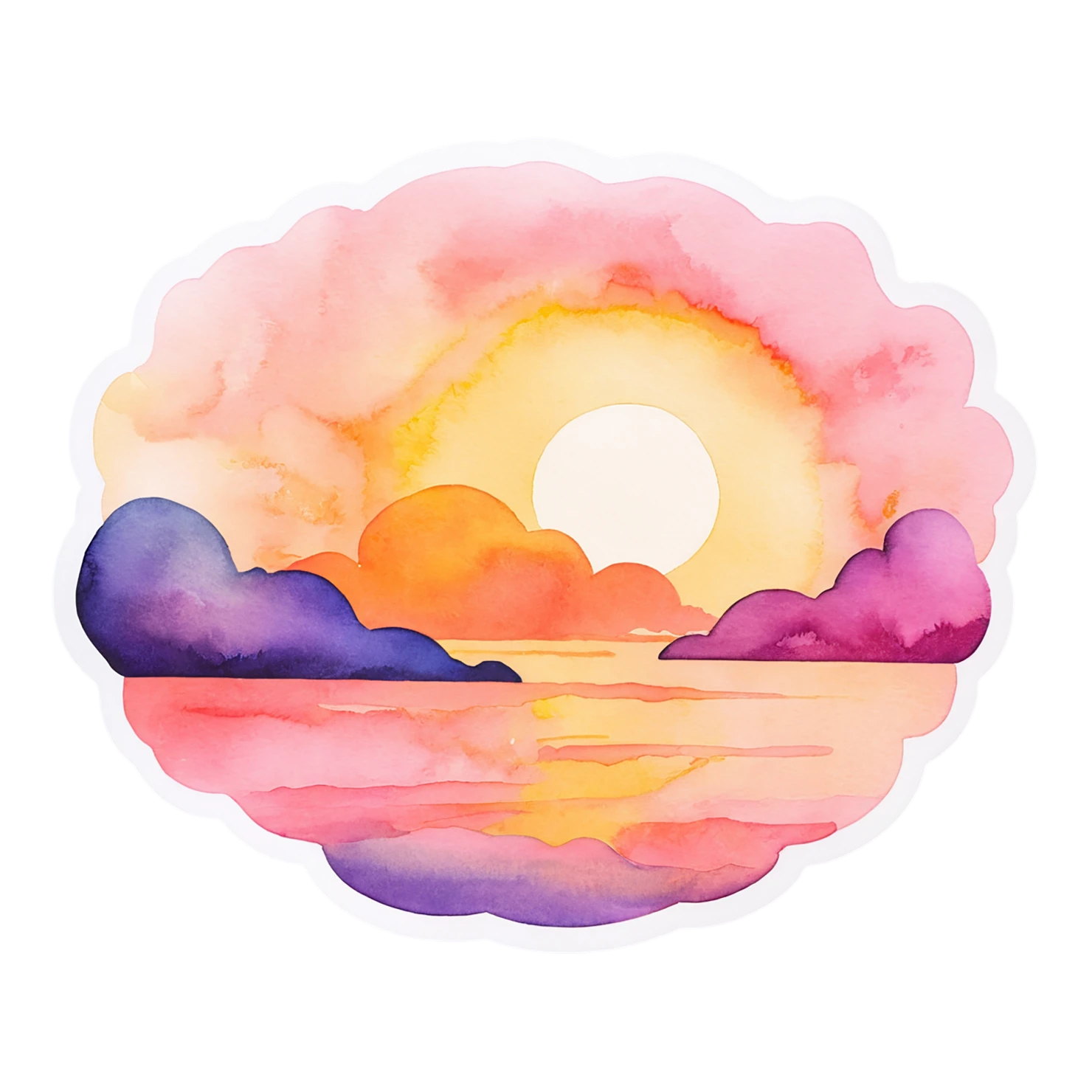 Sunset watercolor sticker isolated on transparent background #22531