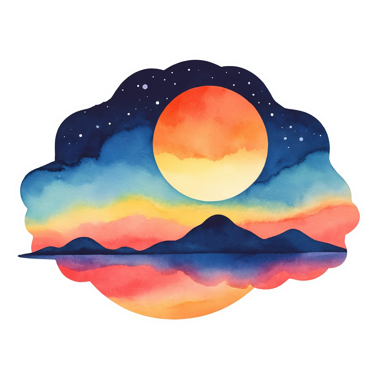 Sunset watercolor sticker isolated on transparent background #22532