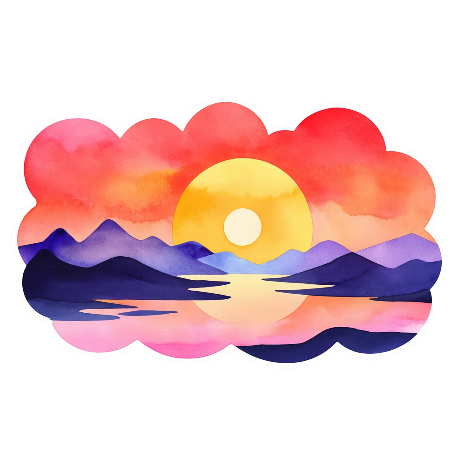 Sunset watercolor sticker isolated on transparent background #22534