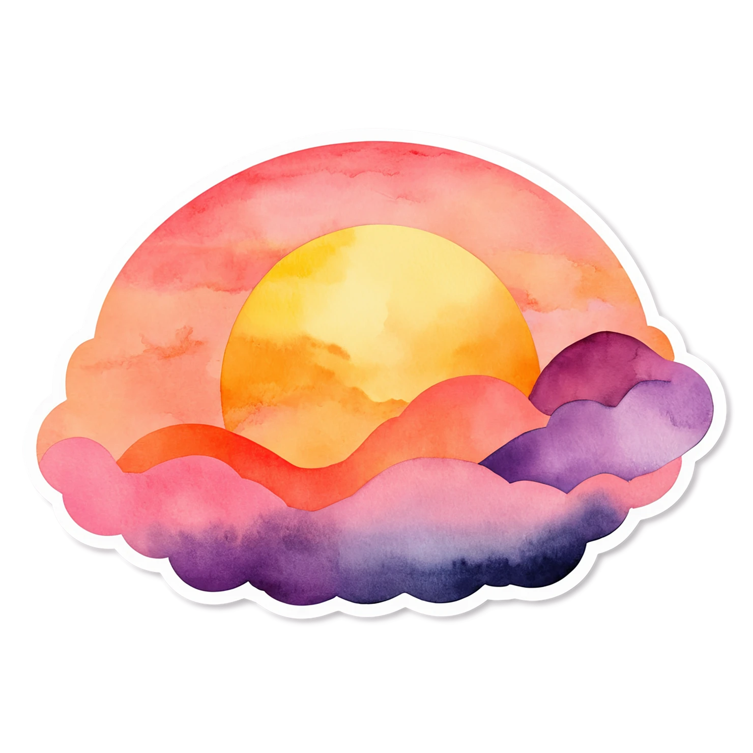 Sunset watercolor sticker isolated on transparent background #22537