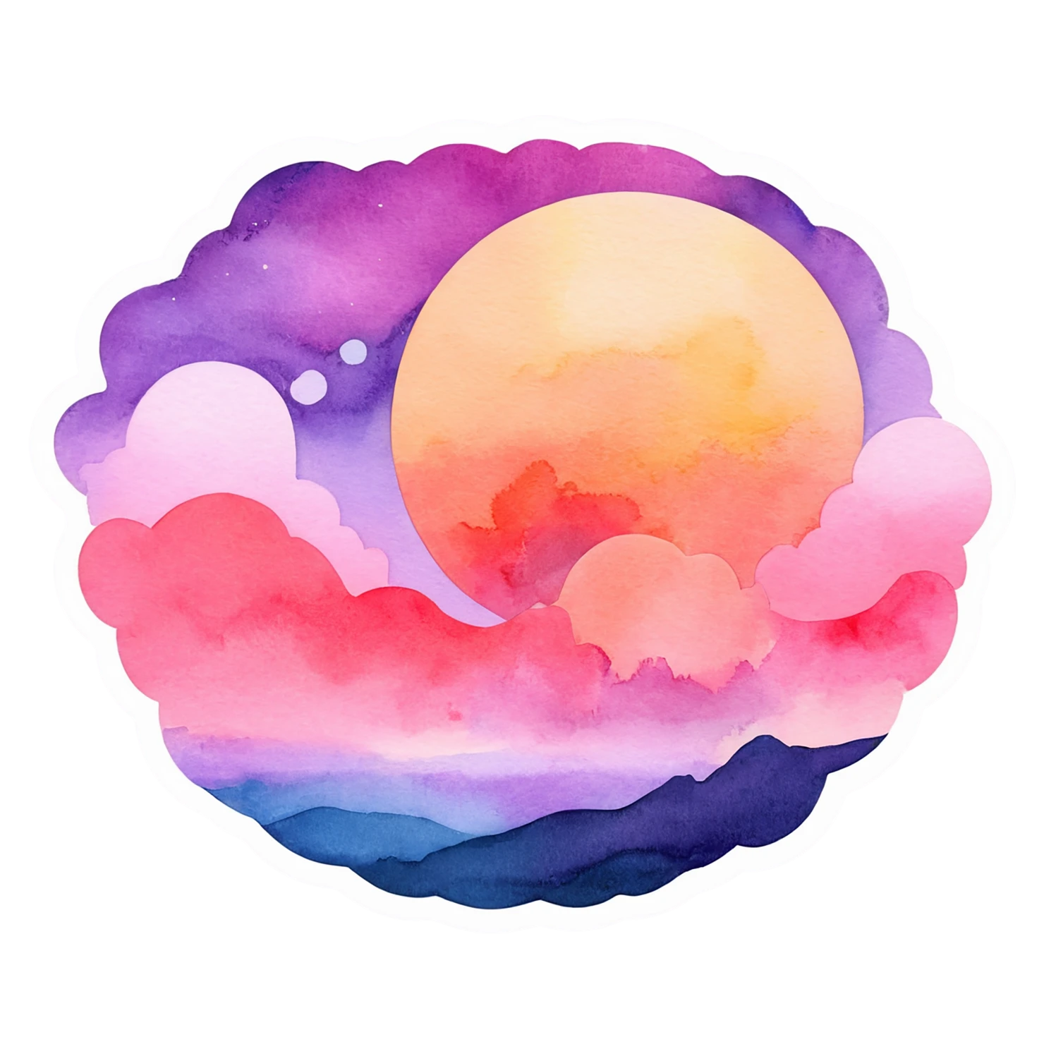 Sunset watercolor sticker isolated on transparent background #22538