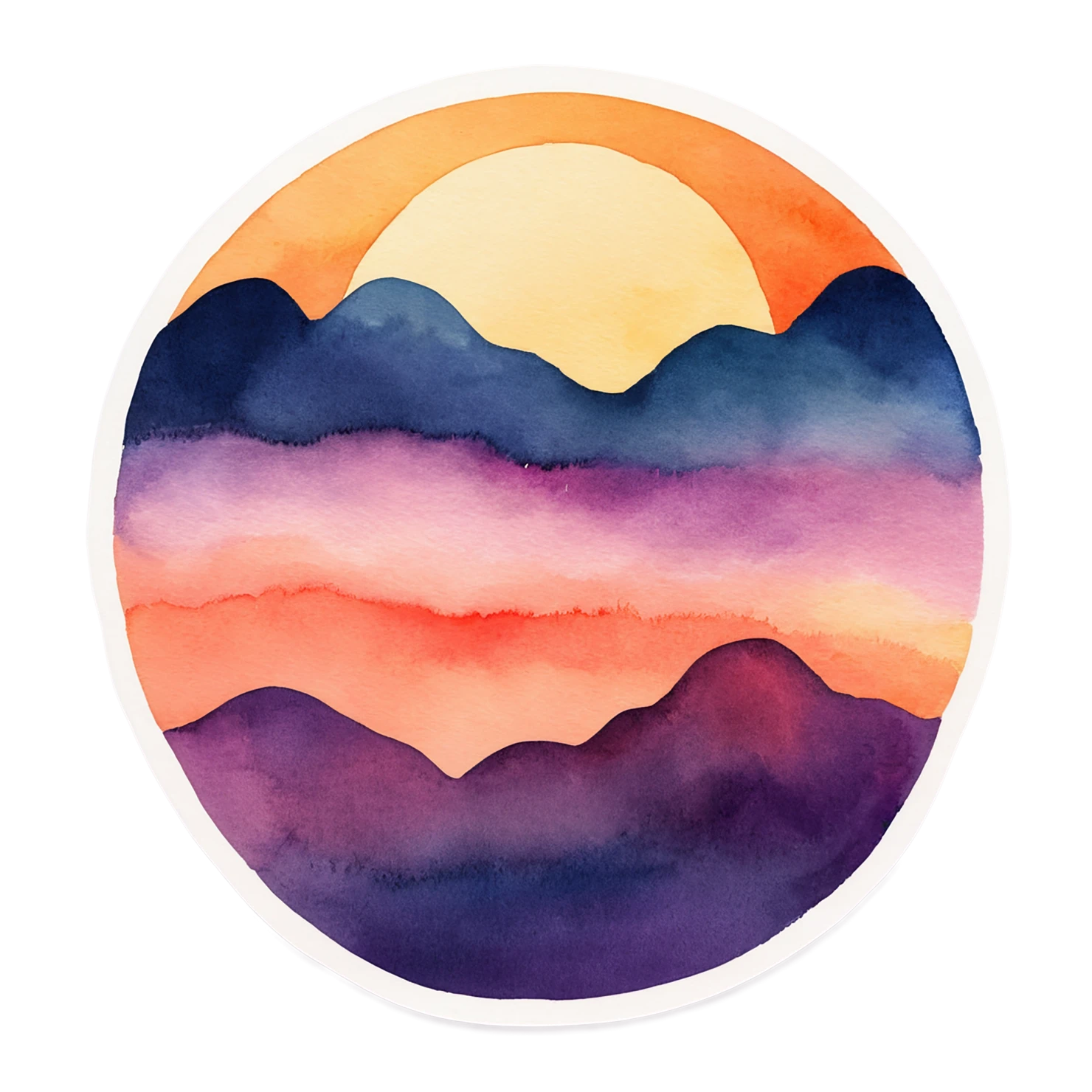 Sunset watercolor sticker isolated on transparent background #22540