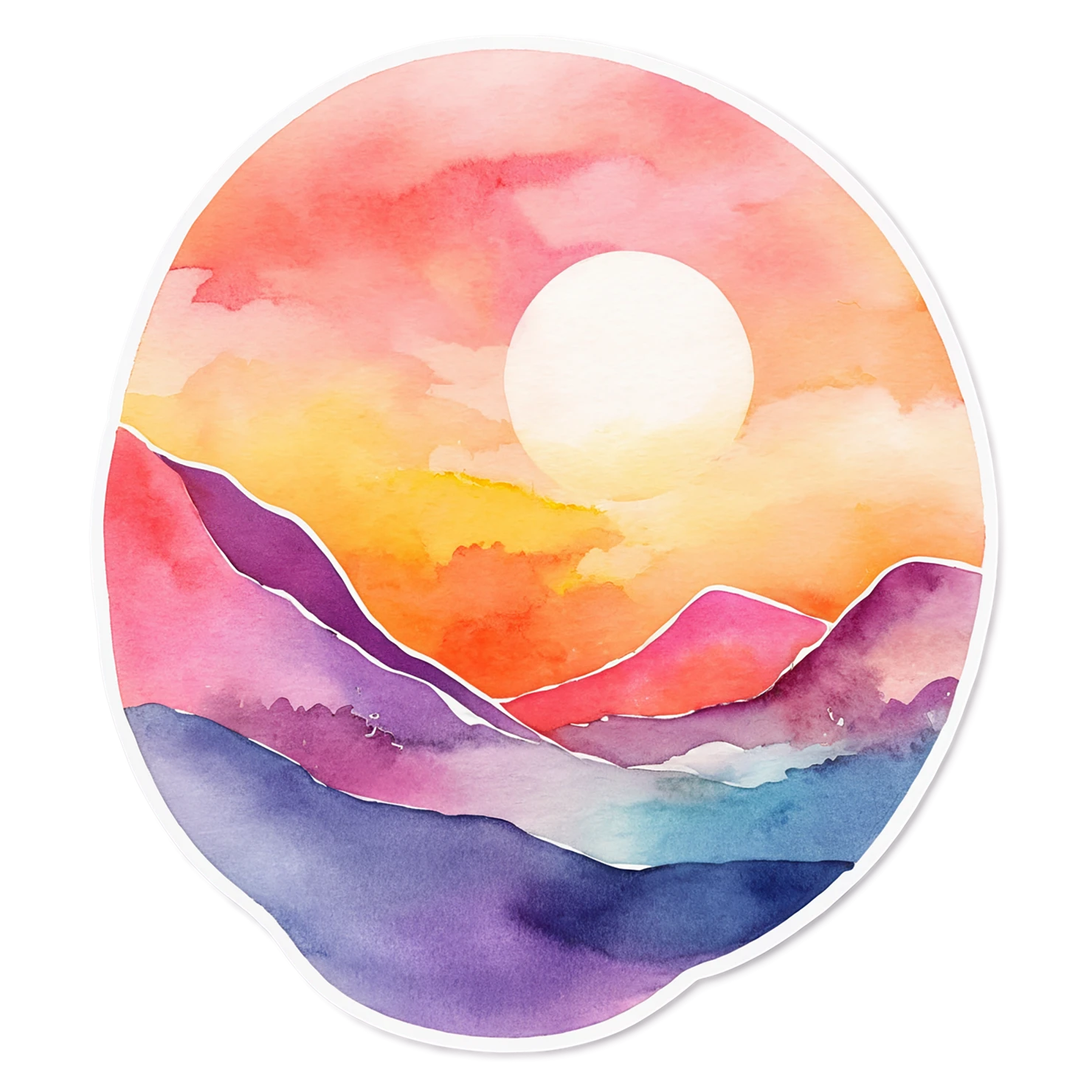 Sunset watercolor sticker isolated on transparent background #22543