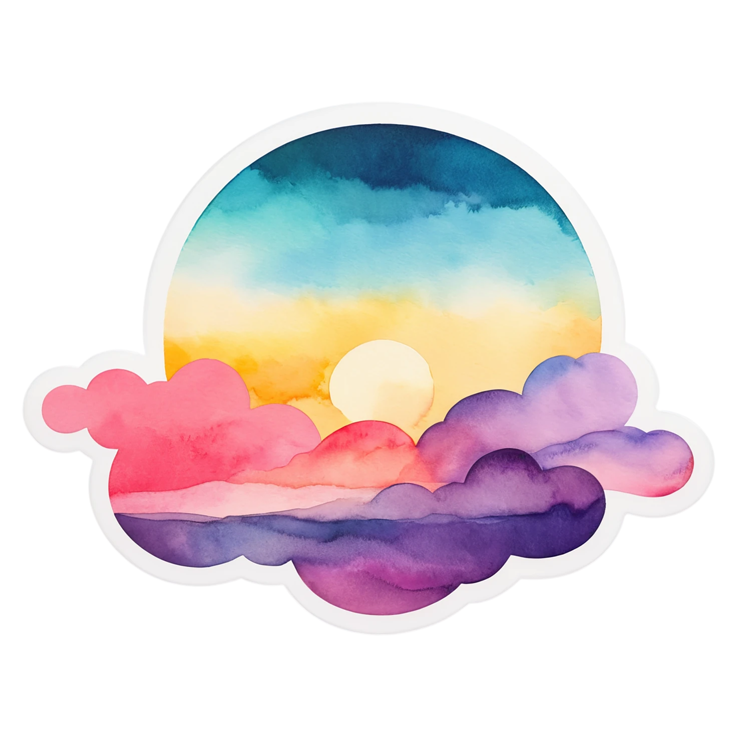 Sunset watercolor sticker isolated on transparent background #22544