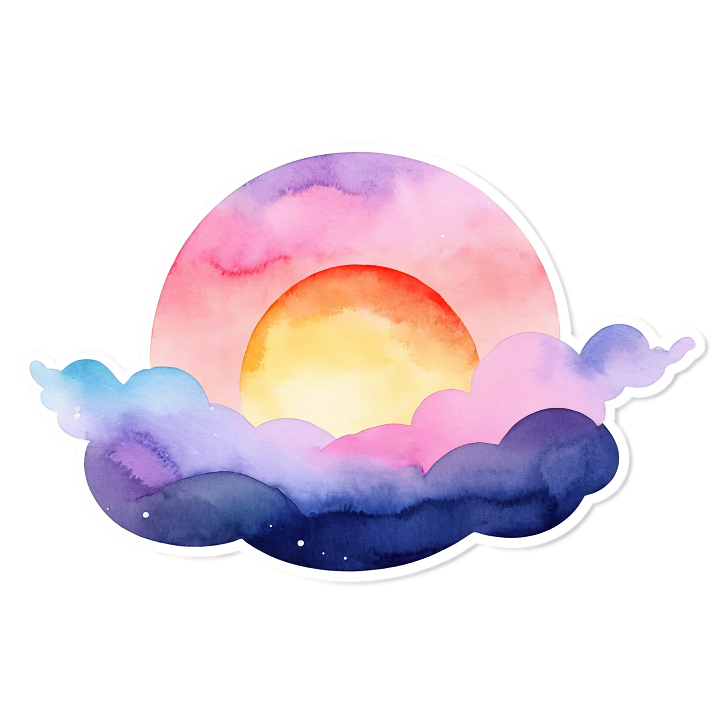 Sunset watercolor sticker isolated on transparent background #22547