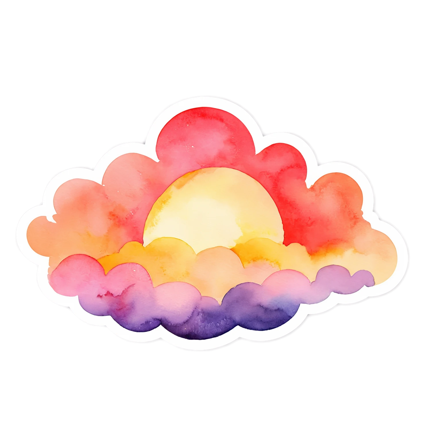 Sunset watercolor sticker isolated on transparent background #22548