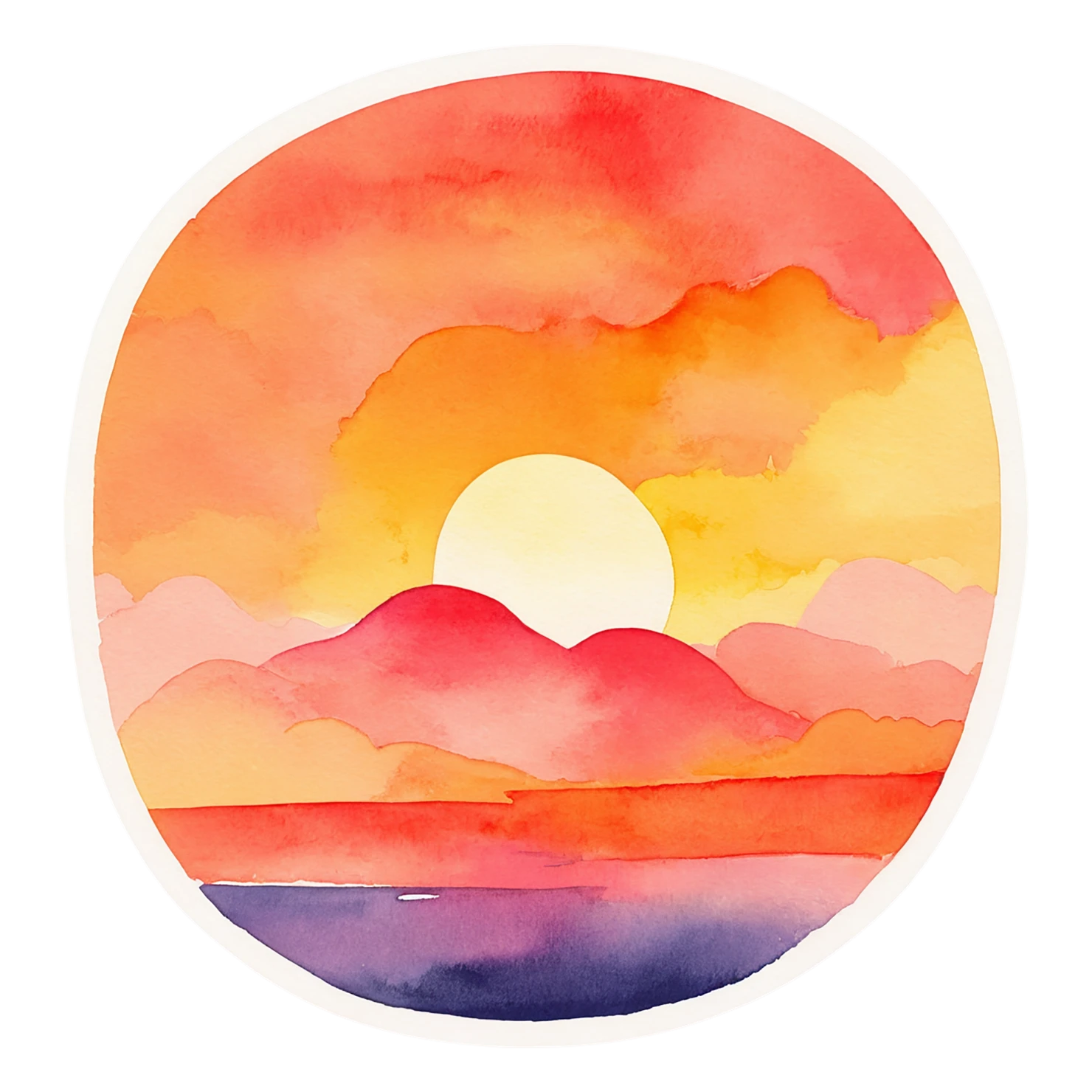 Sunset watercolor sticker isolated on transparent background #22550