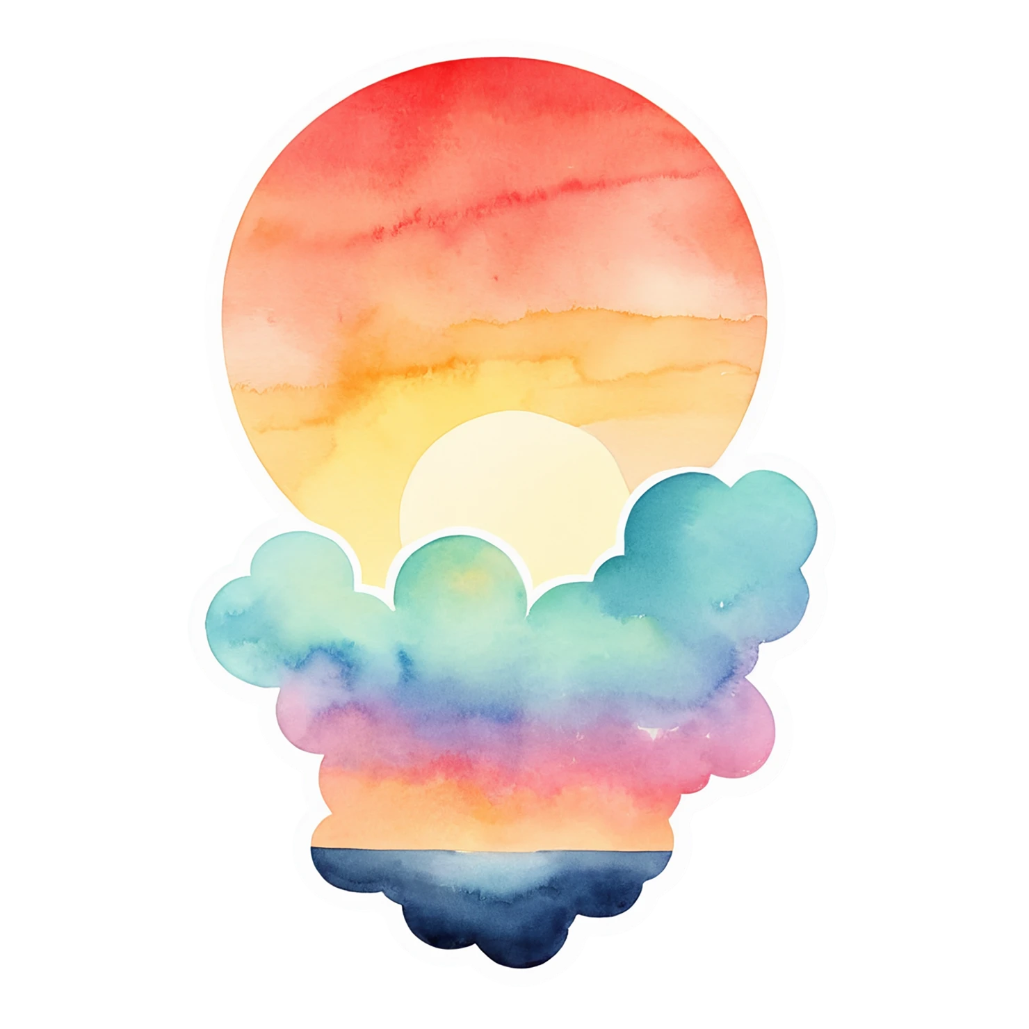 Sunset watercolor sticker isolated on transparent background #22551