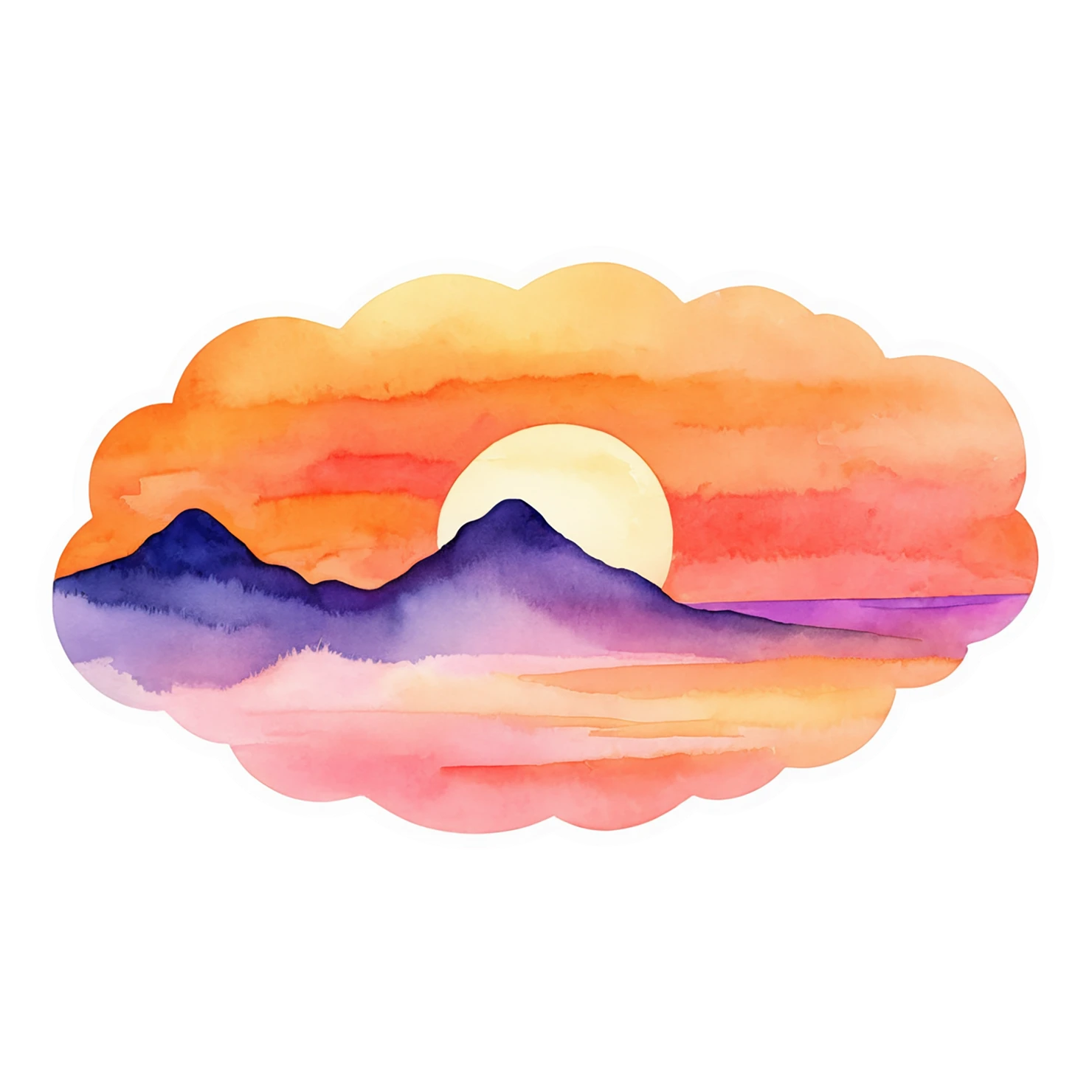 Sunset watercolor sticker isolated on transparent background #22552