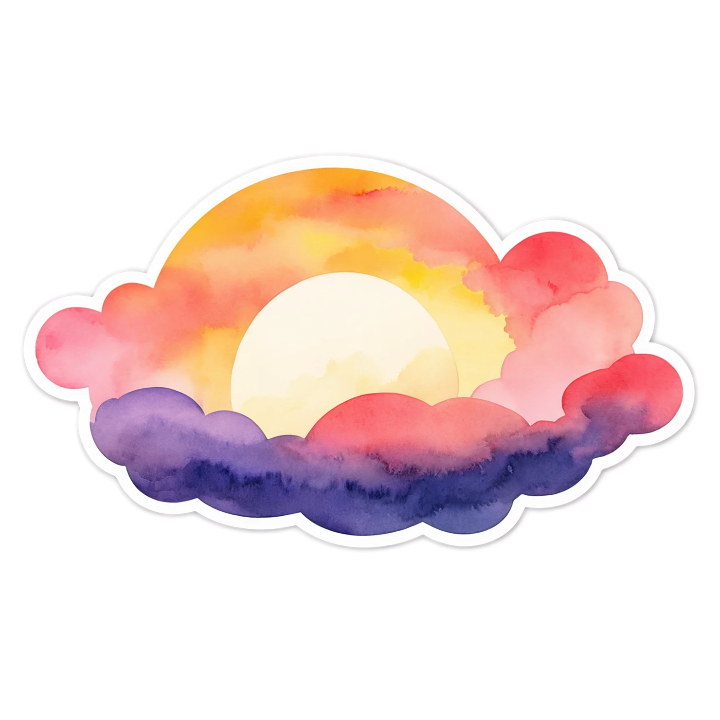 Sunset watercolor sticker isolated on transparent background #22555