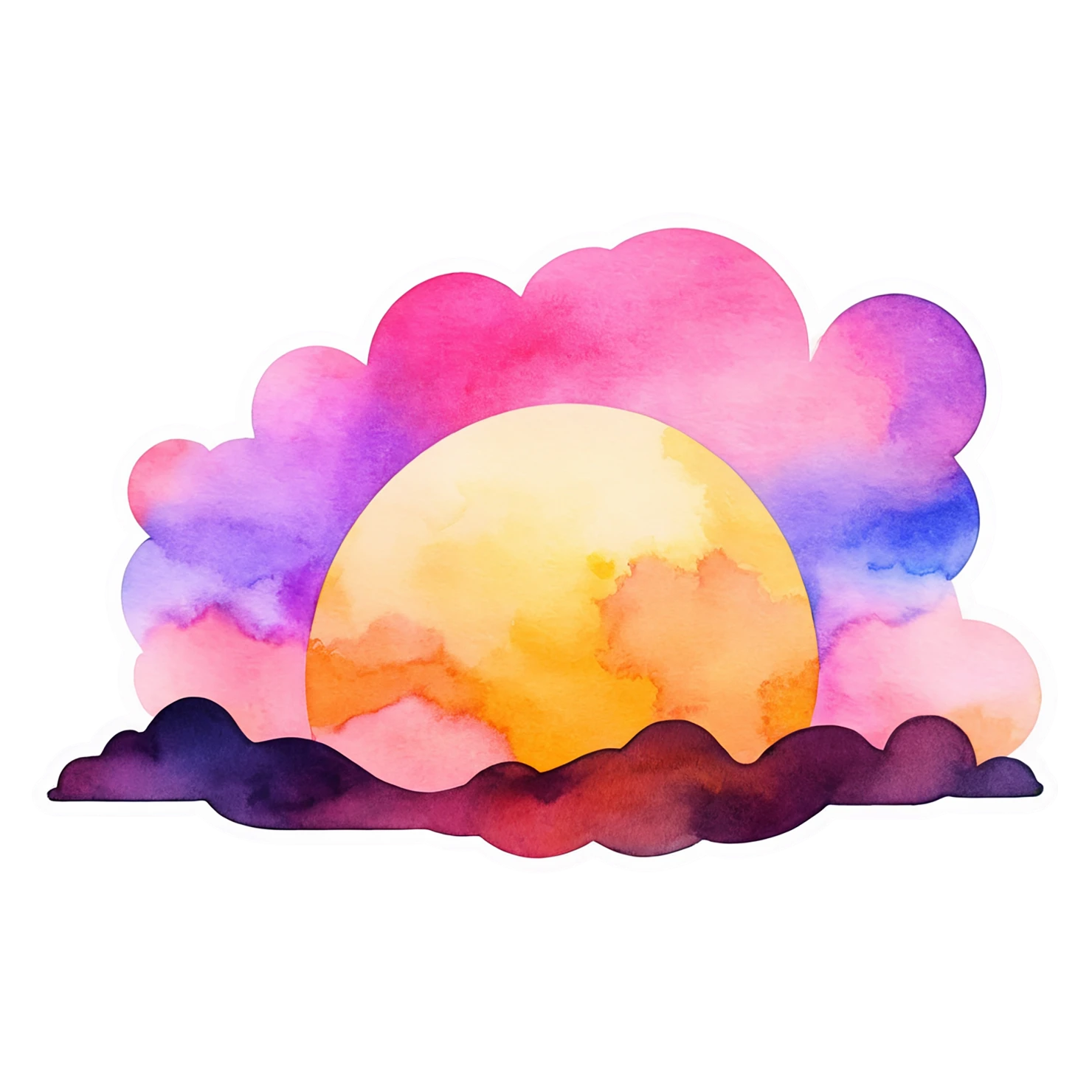 Sunset watercolor sticker isolated on transparent background #22556