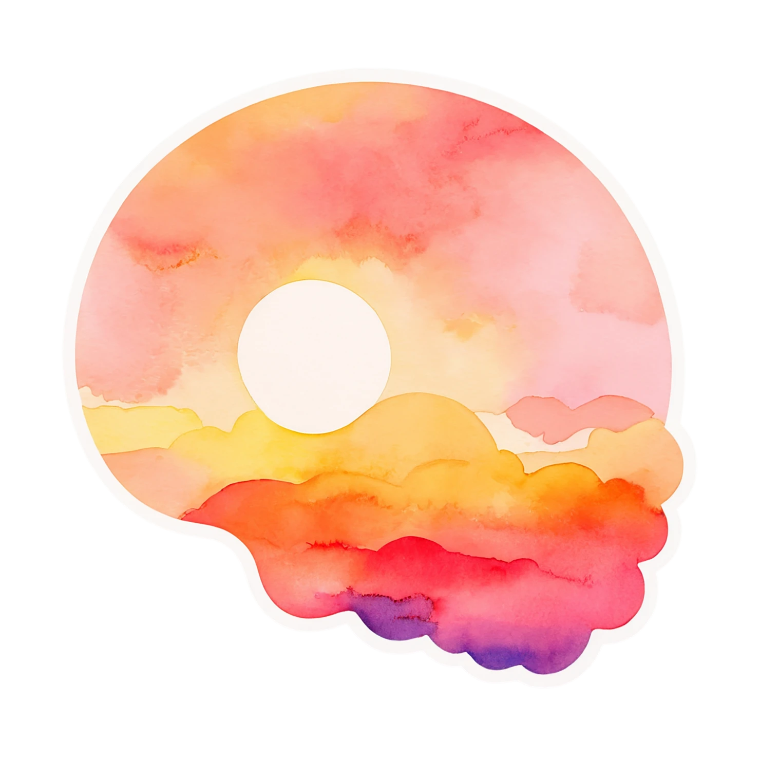 Sunset watercolor sticker isolated on transparent background #22557
