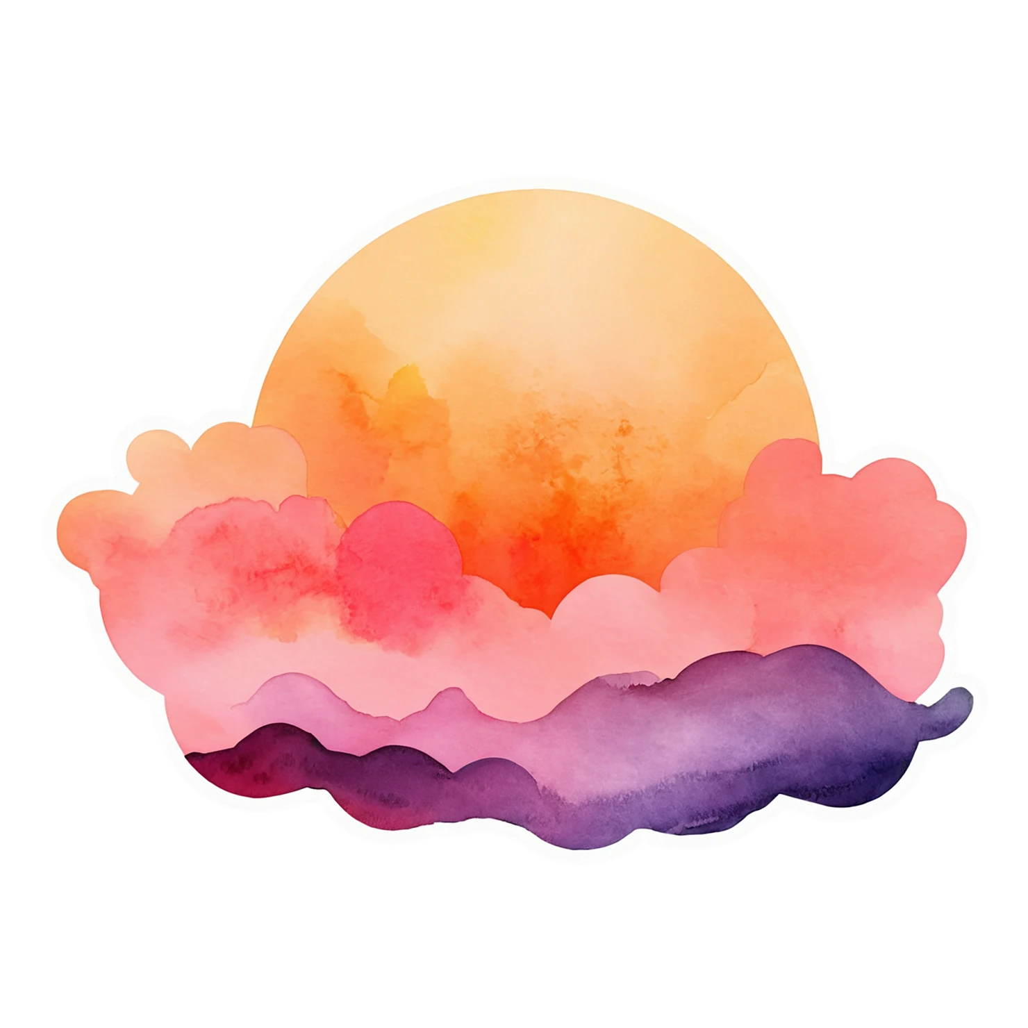 Sunset watercolor sticker isolated on transparent background #22559