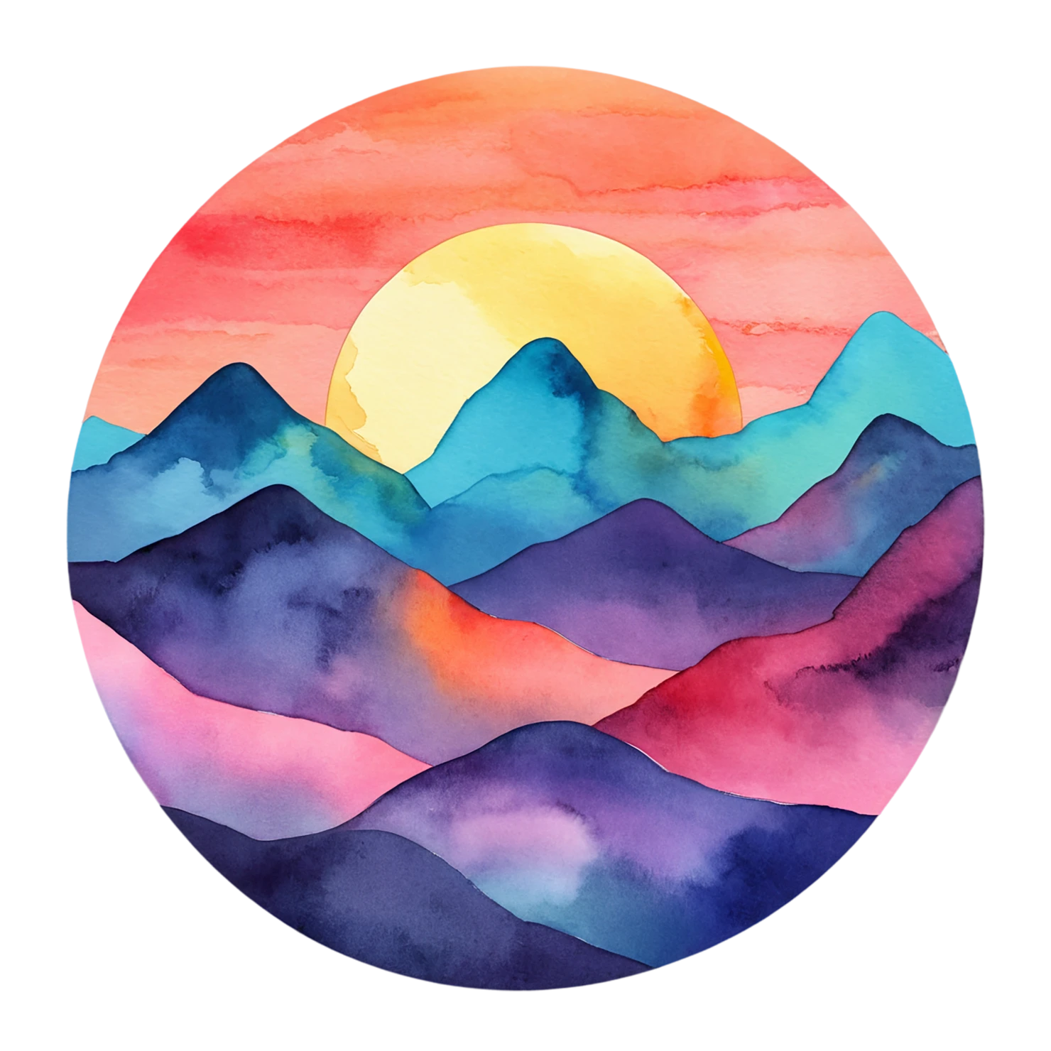Sunset watercolor sticker isolated on transparent background #22560