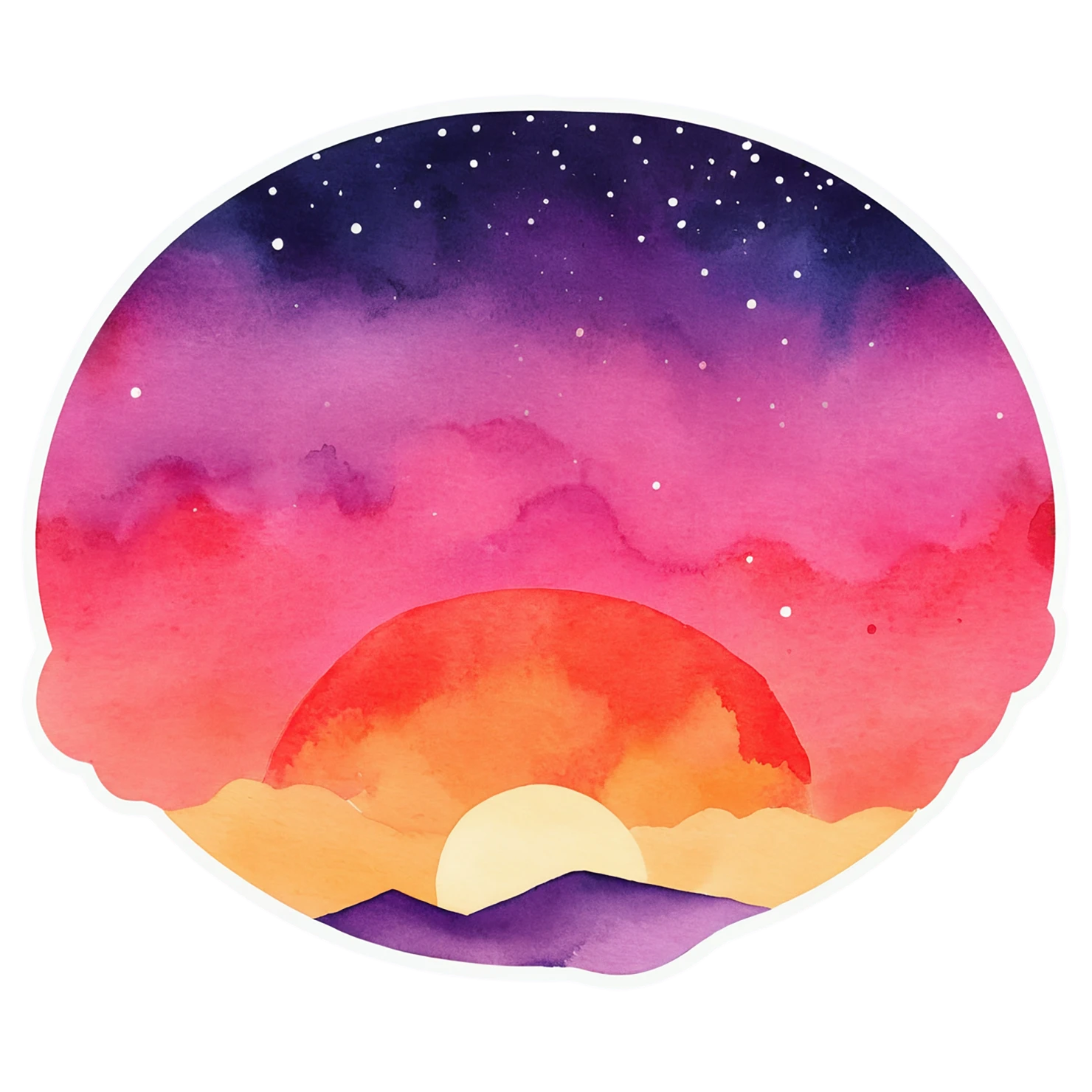 Sunset watercolor sticker isolated on transparent background #22563