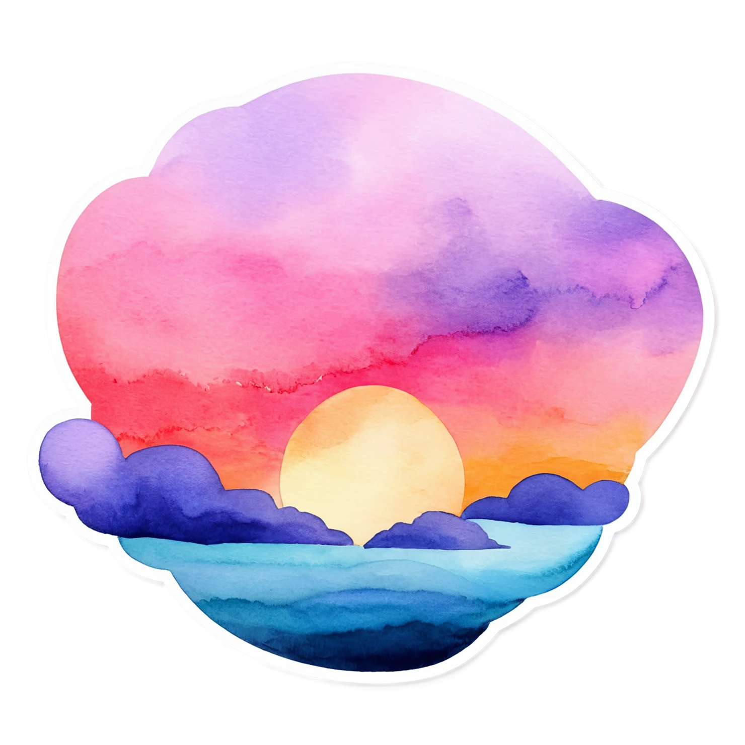 Sunset watercolor sticker isolated on transparent background #22564
