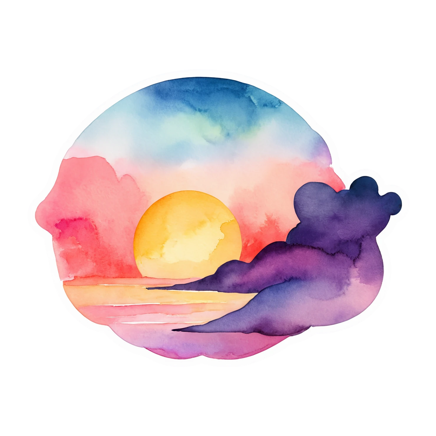 Sunset watercolor sticker isolated on transparent background #22565