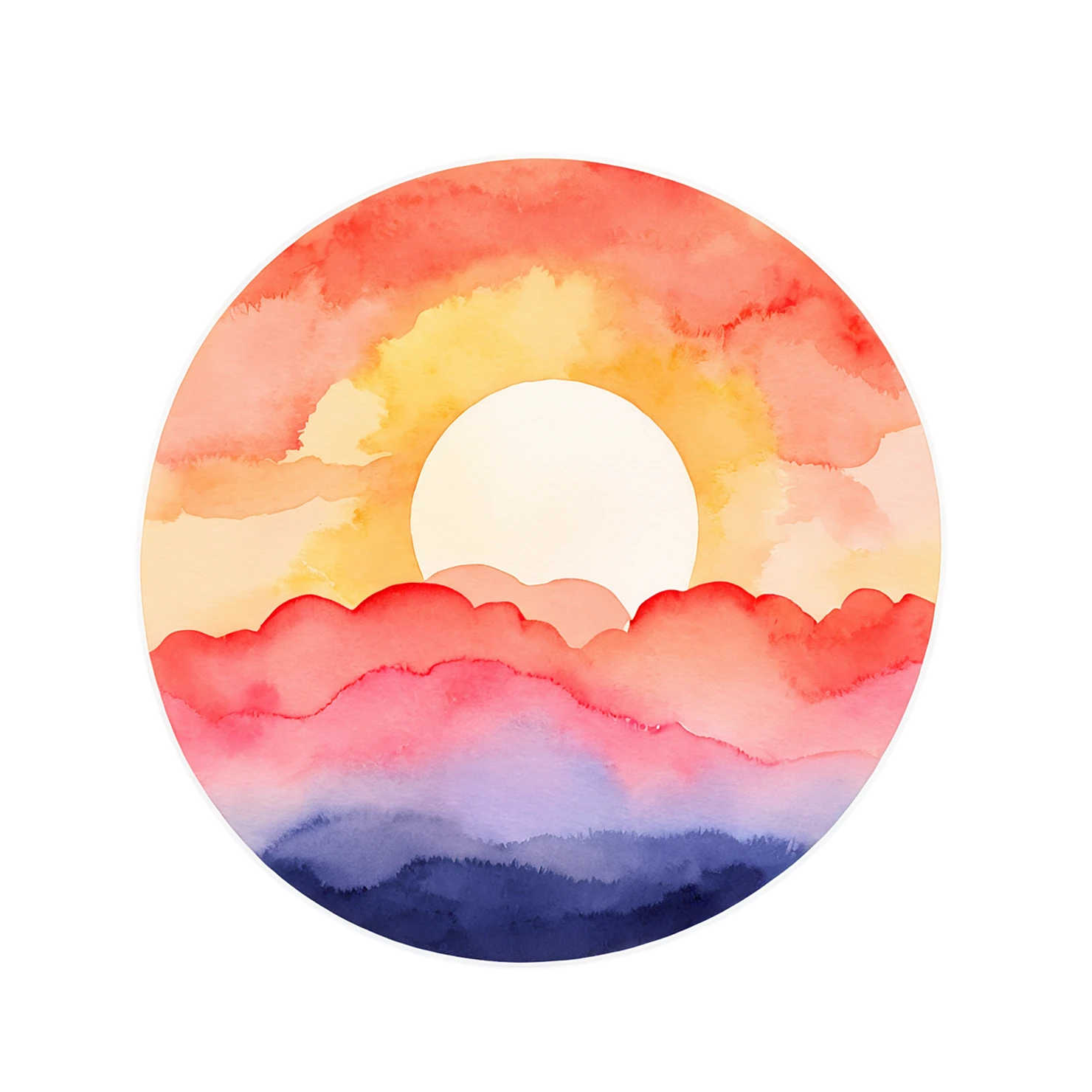 Sunset watercolor sticker isolated on transparent background #22566