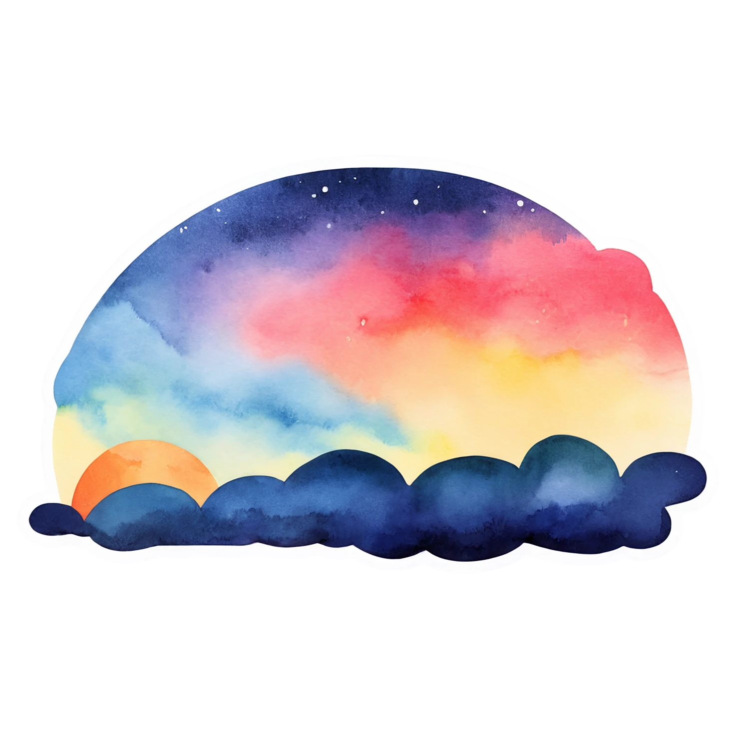 Sunset watercolor sticker isolated on transparent background #22567