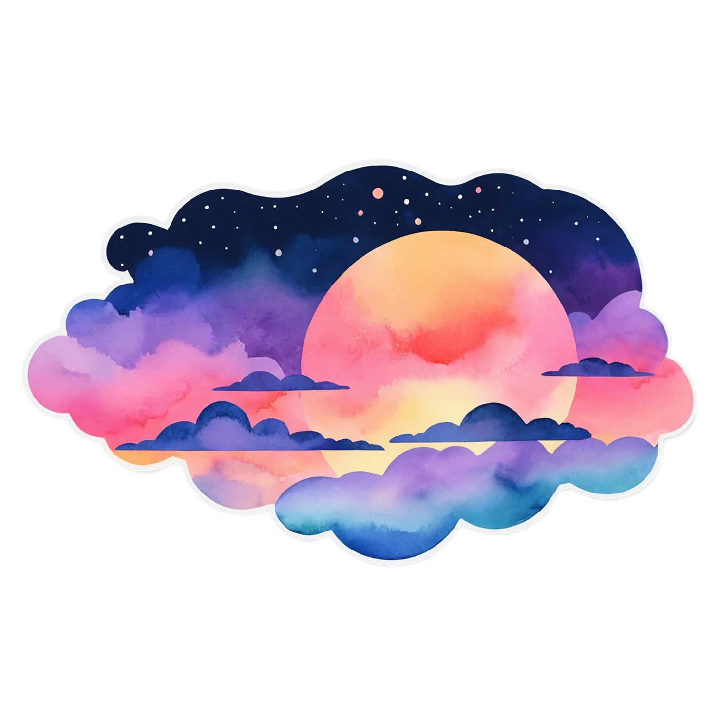 Sunset watercolor sticker isolated on transparent background #22569